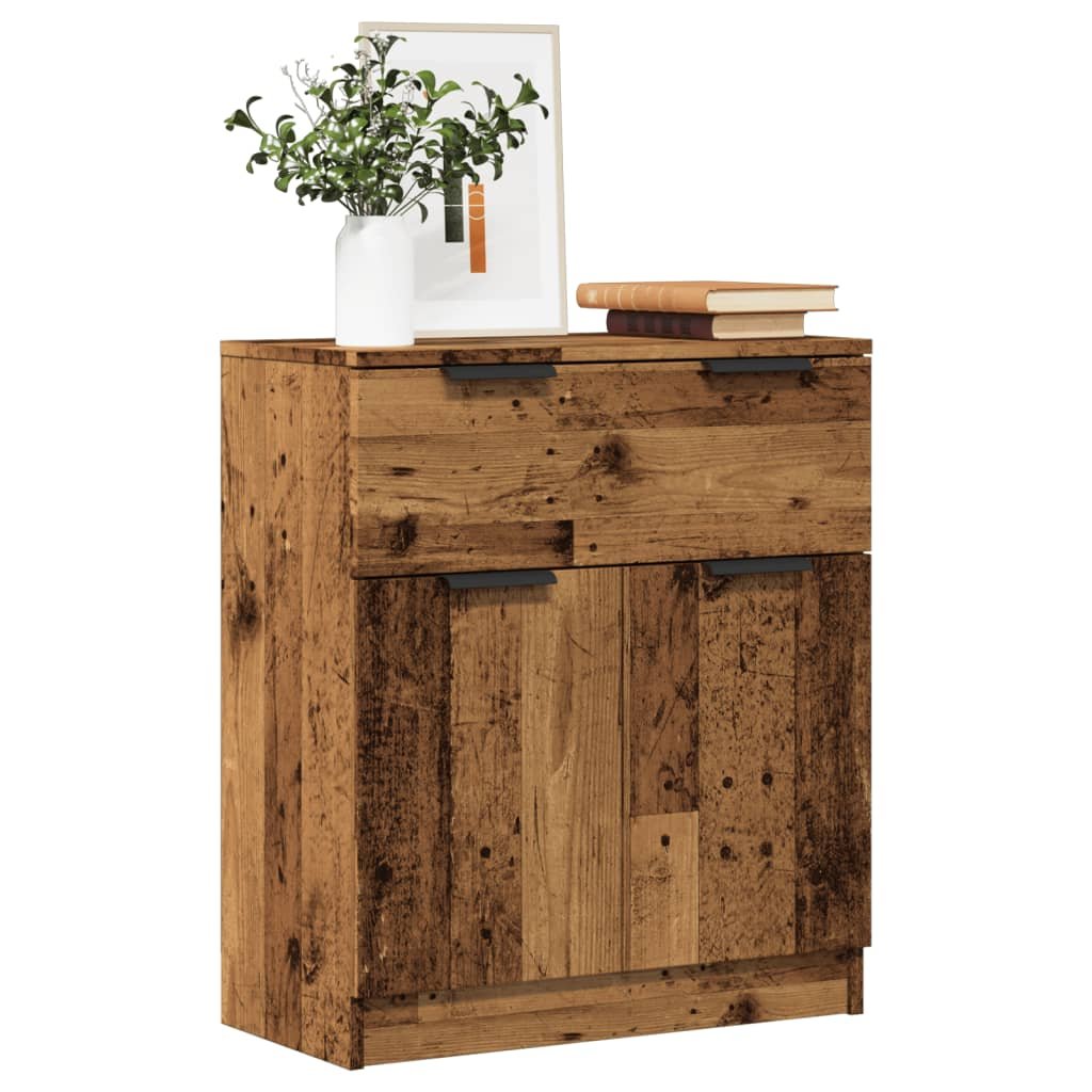Walplus Engineered Wood 1 Drawer Sideboard - Old Wood - 60 x 30 x 70 cm