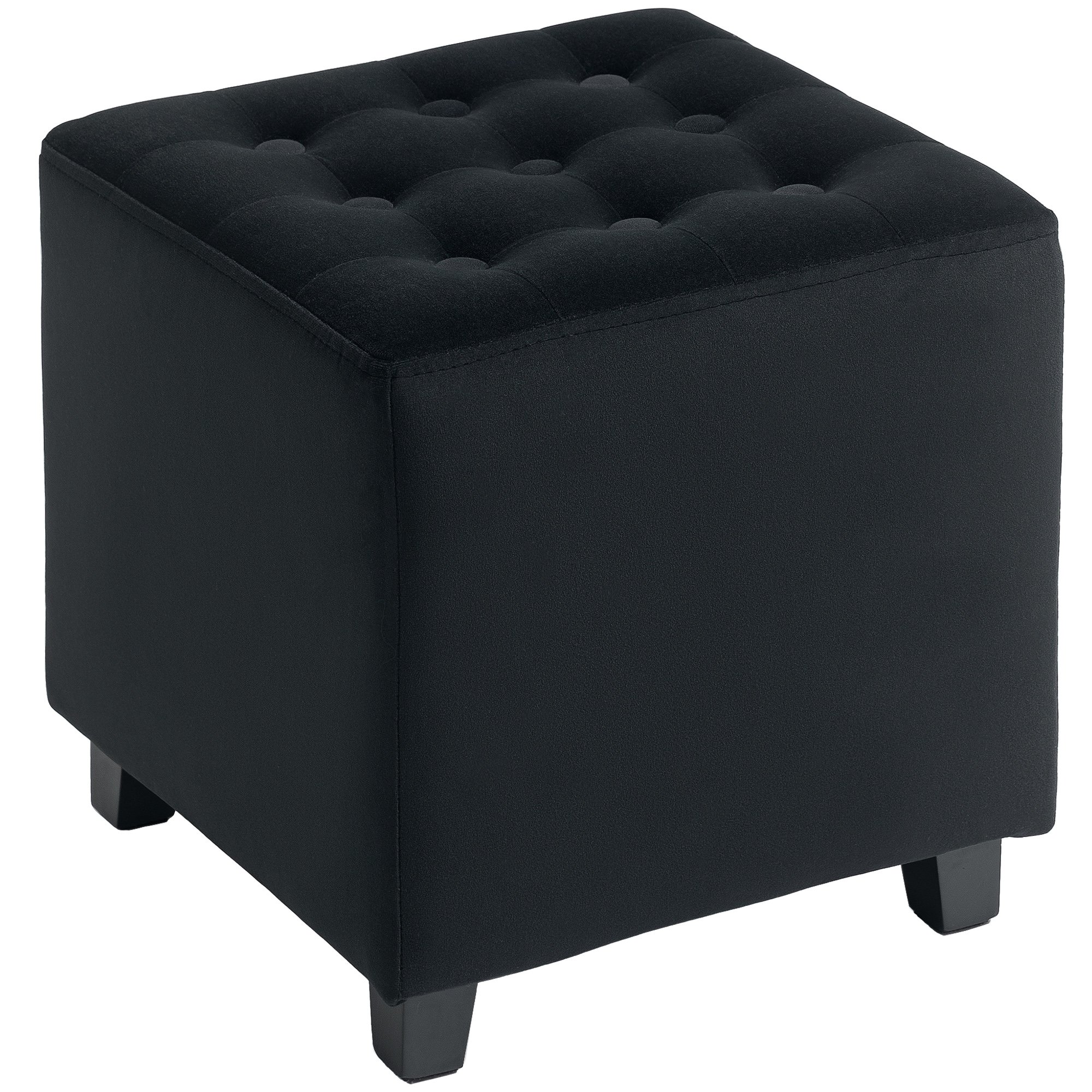 HOMCOM Small Footstool with Rubber Wood Legs - Charcoal Grey