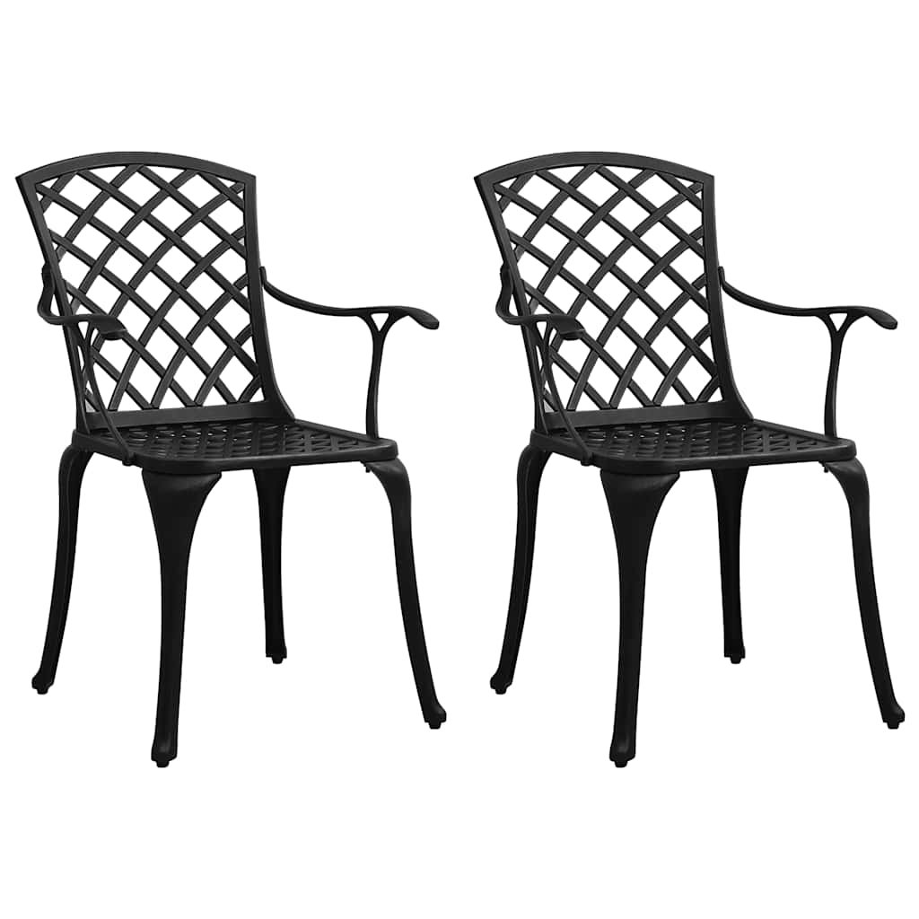 Walplus 2 Piece Cast Aluminium Garden Chair Set - Black - 61 x 60 x 93 cm