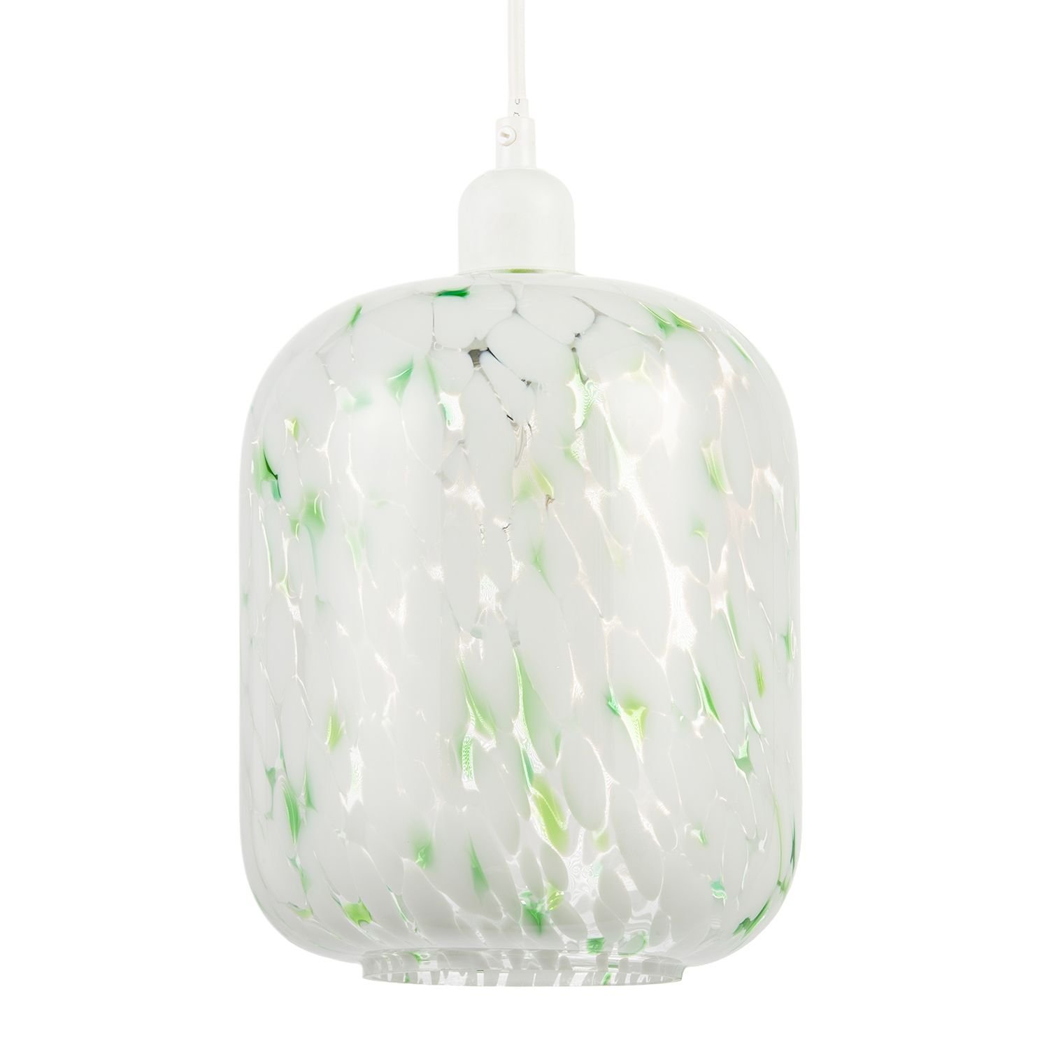 Happy Homewares Green Handmade White Mottled Art Glass Pendant Shade - 18cm