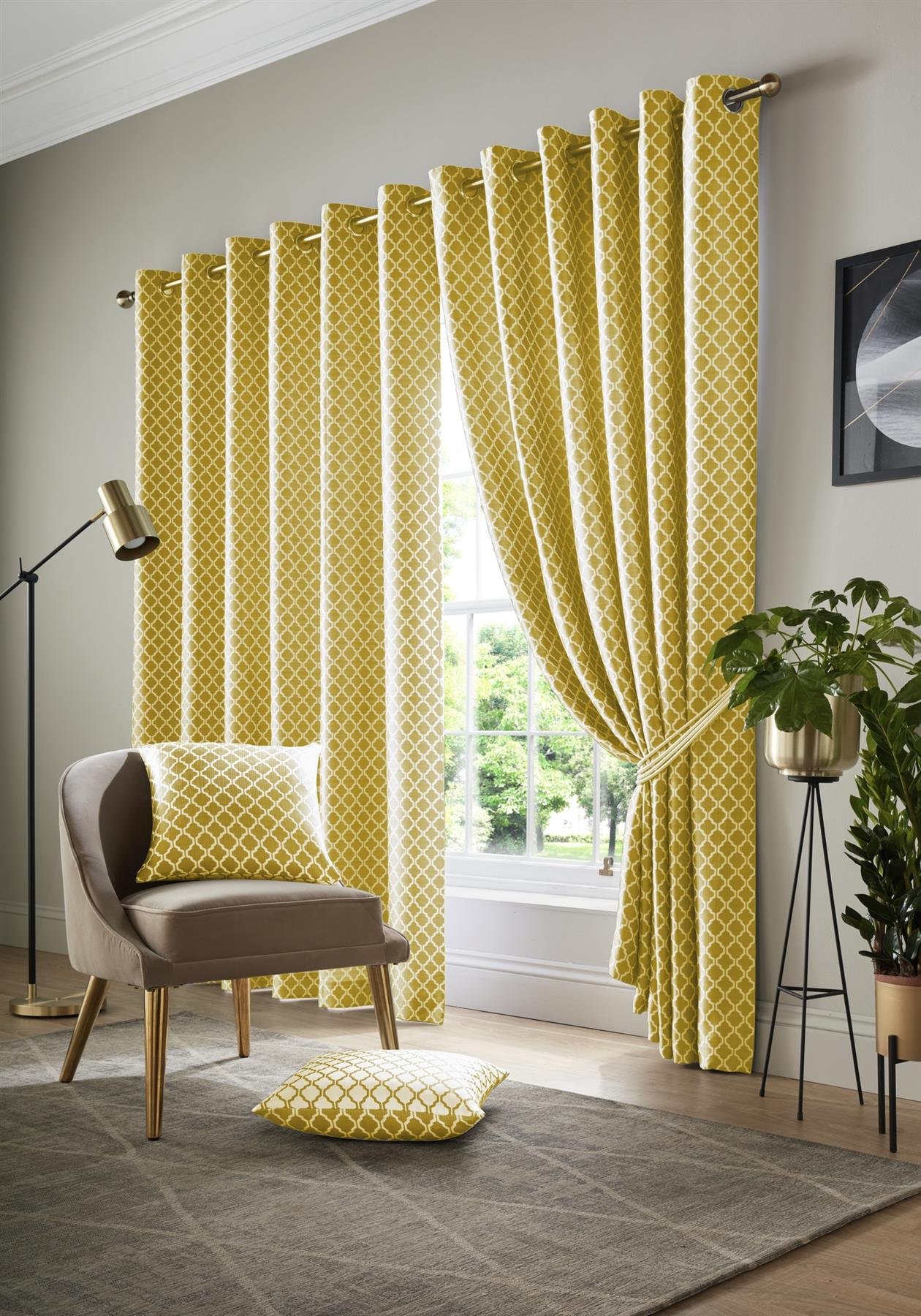 Alan Symonds Cotswold Eyelet Curtains - Ochre - 117 x 183cm