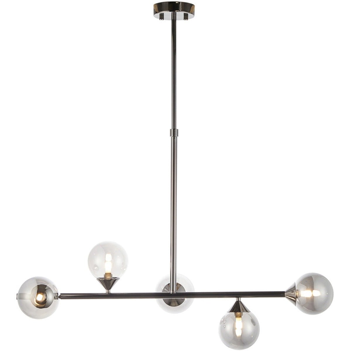 Loops Direct Steel Glass Multi Arm Pendant Light - Black Chrome