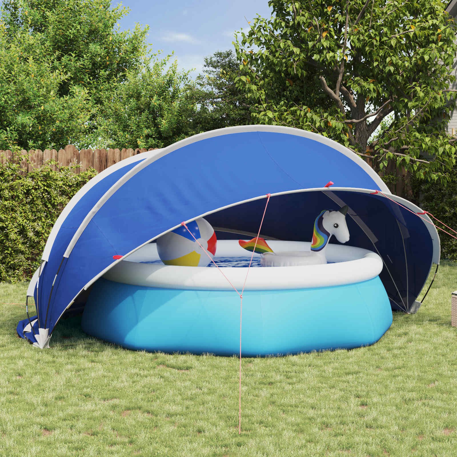 Walplus Polyester Pool Dome - Azure Blue - 472 x 460 x 229 cm