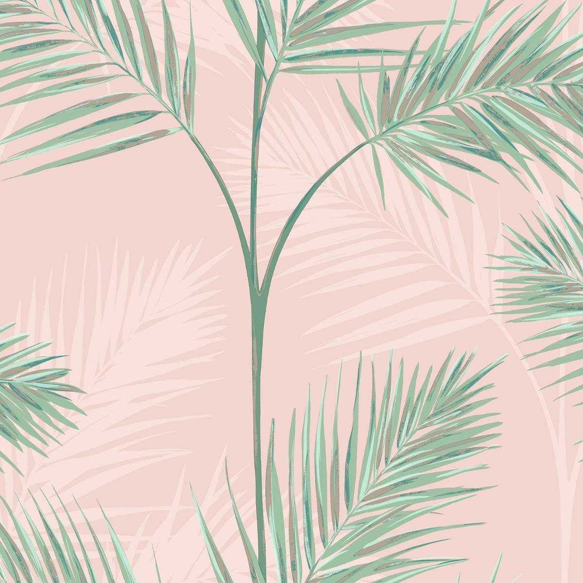 Fine Decor South Beach Palm Leaf Wallpaper - Blush Pink