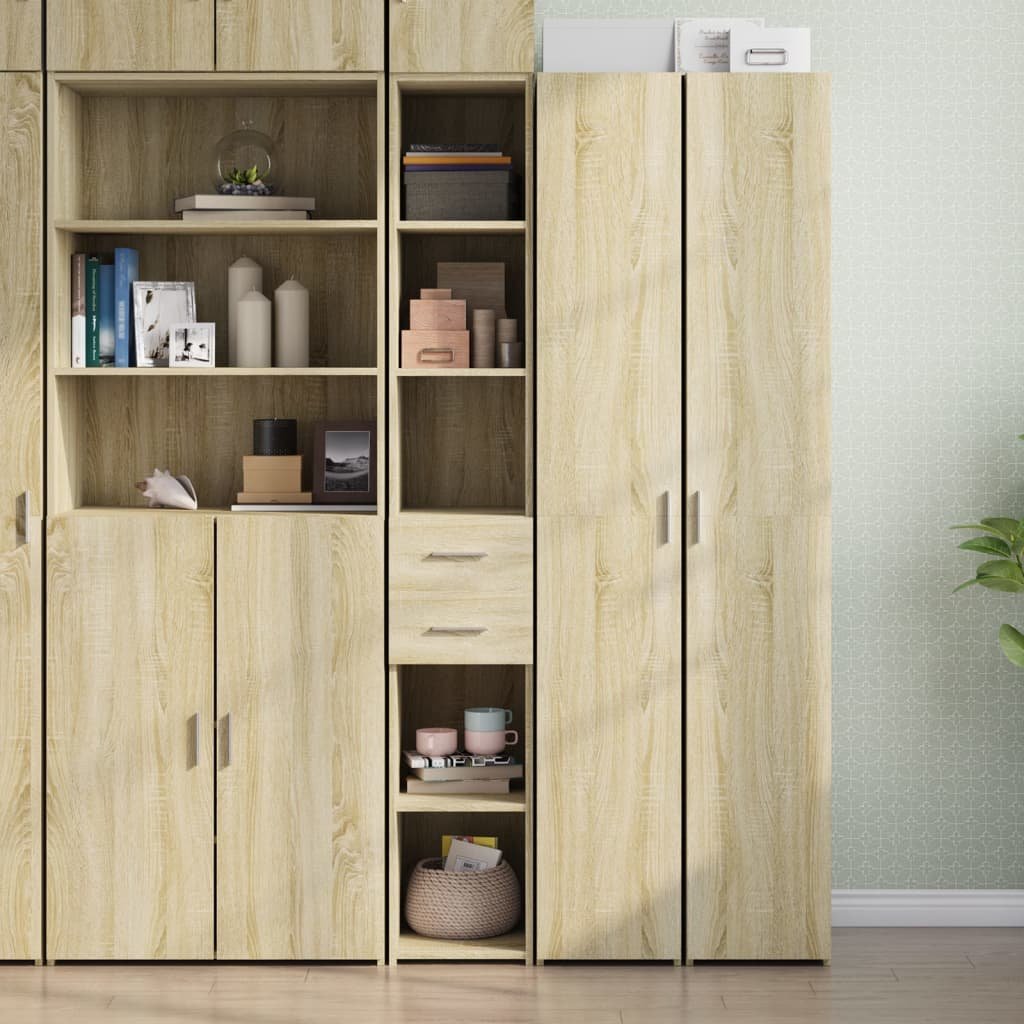Walplus Engineered Wood Tall Sideboard - Sonoma Oak - 30 x 42.5 x 185 cm