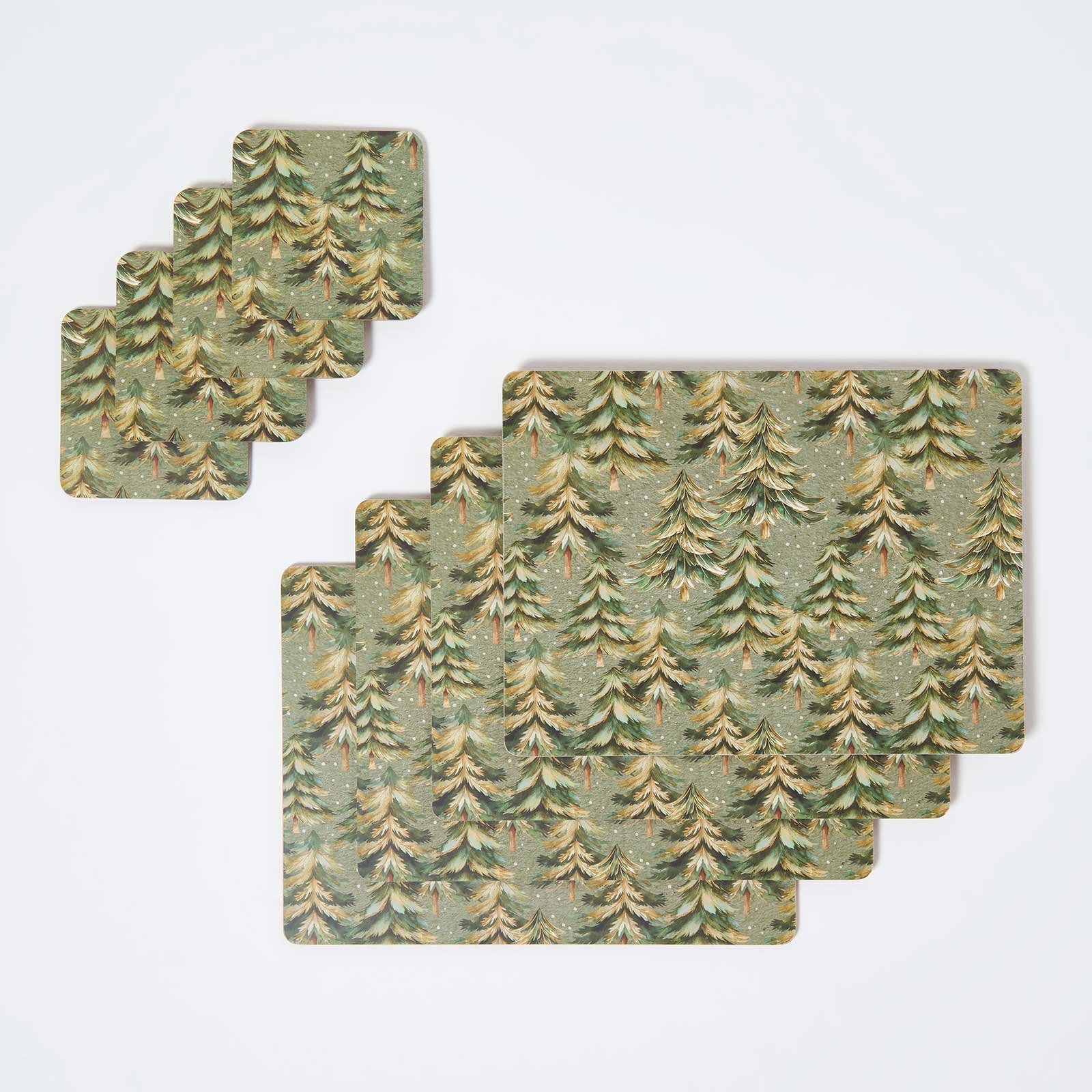 Homescapes Xmas Forest Placemats & Coasters - Set of 8