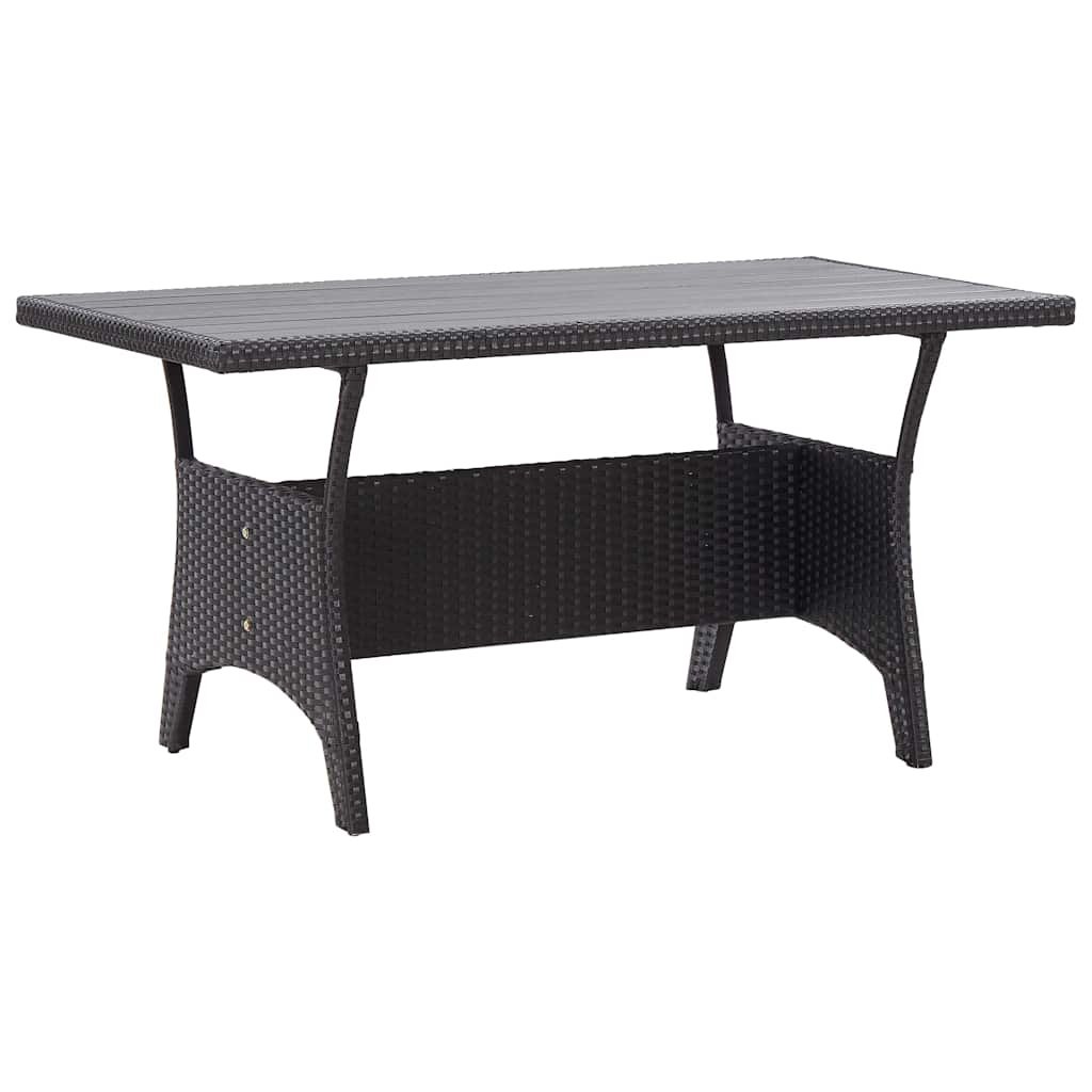 Walplus PE Rattan Garden Table - Black - 120 x 70 x 66 cm