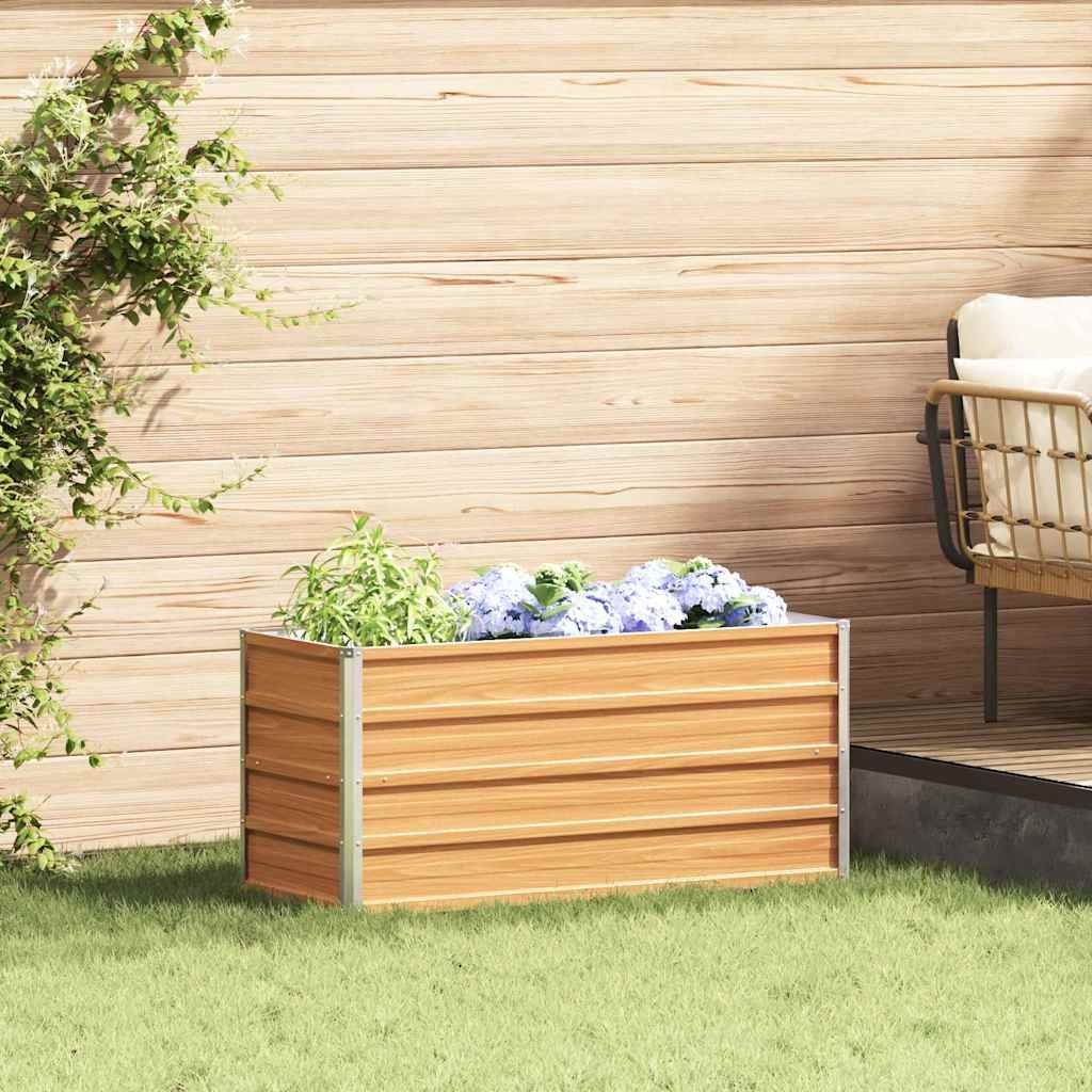 Walplus Galvanised Steel Raised Garden Bed - Light Brown - 100 x 40 x 45 cm
