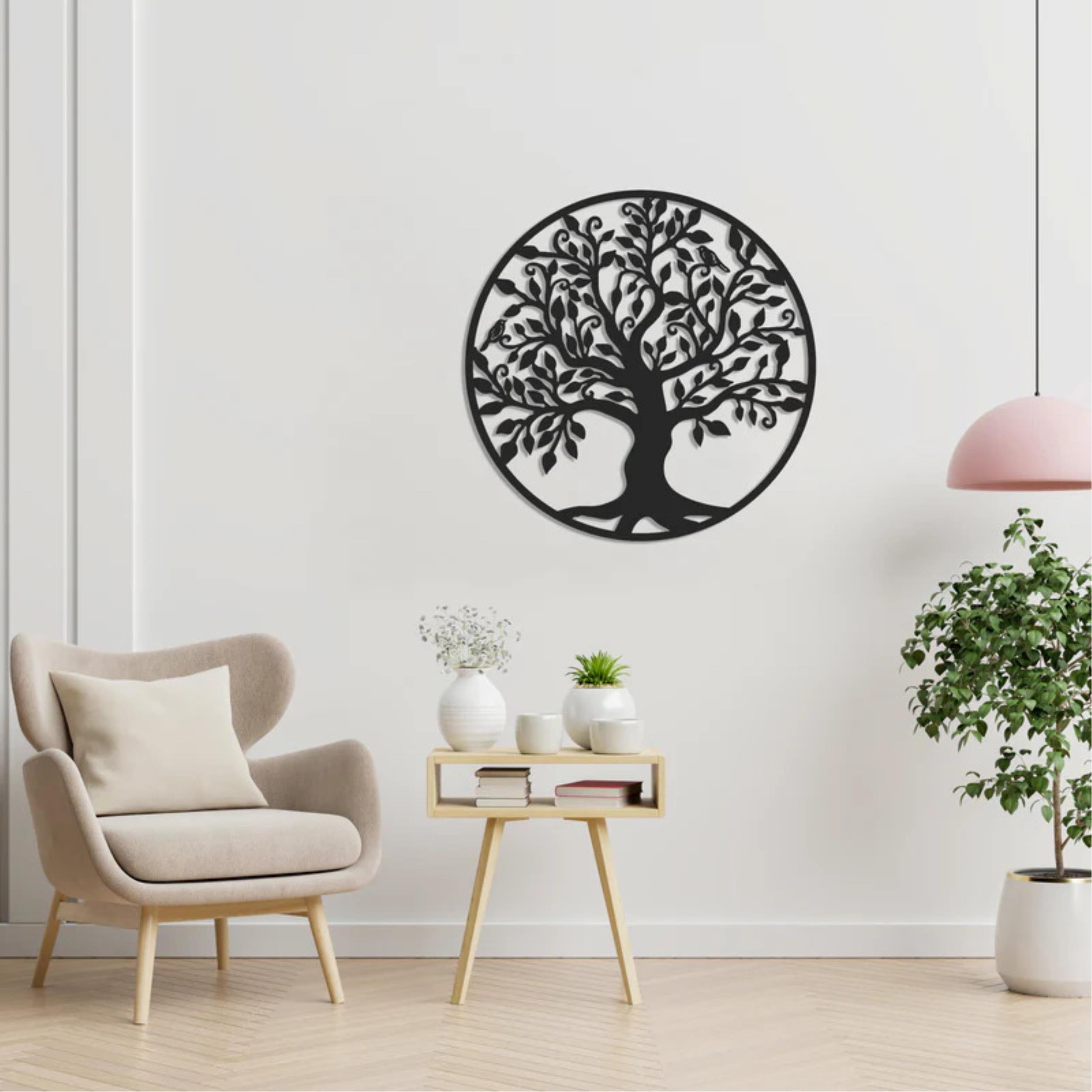 Decortie Birds and Tree Metal Wall Art Black Modern Home Decor Hanging