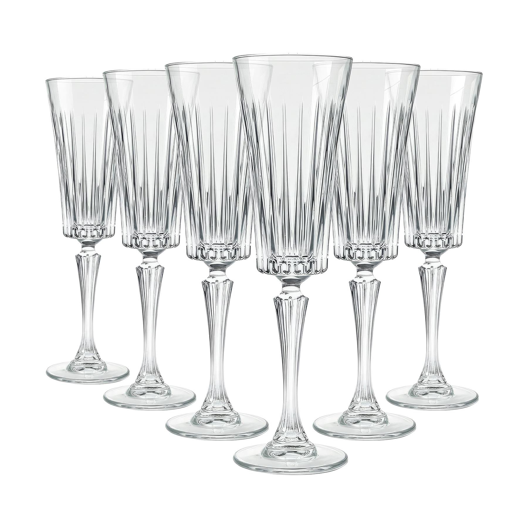 RCR Timeless Crystal Glass Champagne Flutes 210ml - Pack of 6