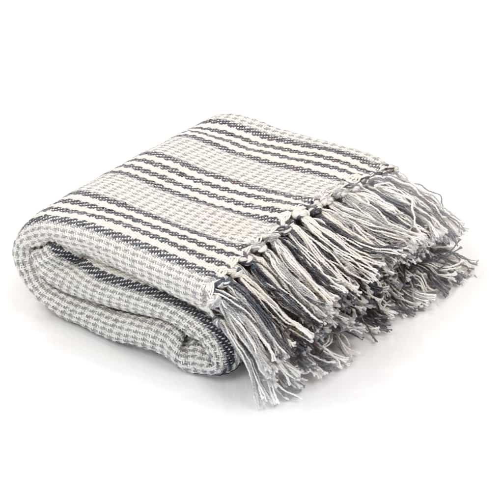 Walplus Cotton Throw Blanket - Grey and White - 125 x 150 cm