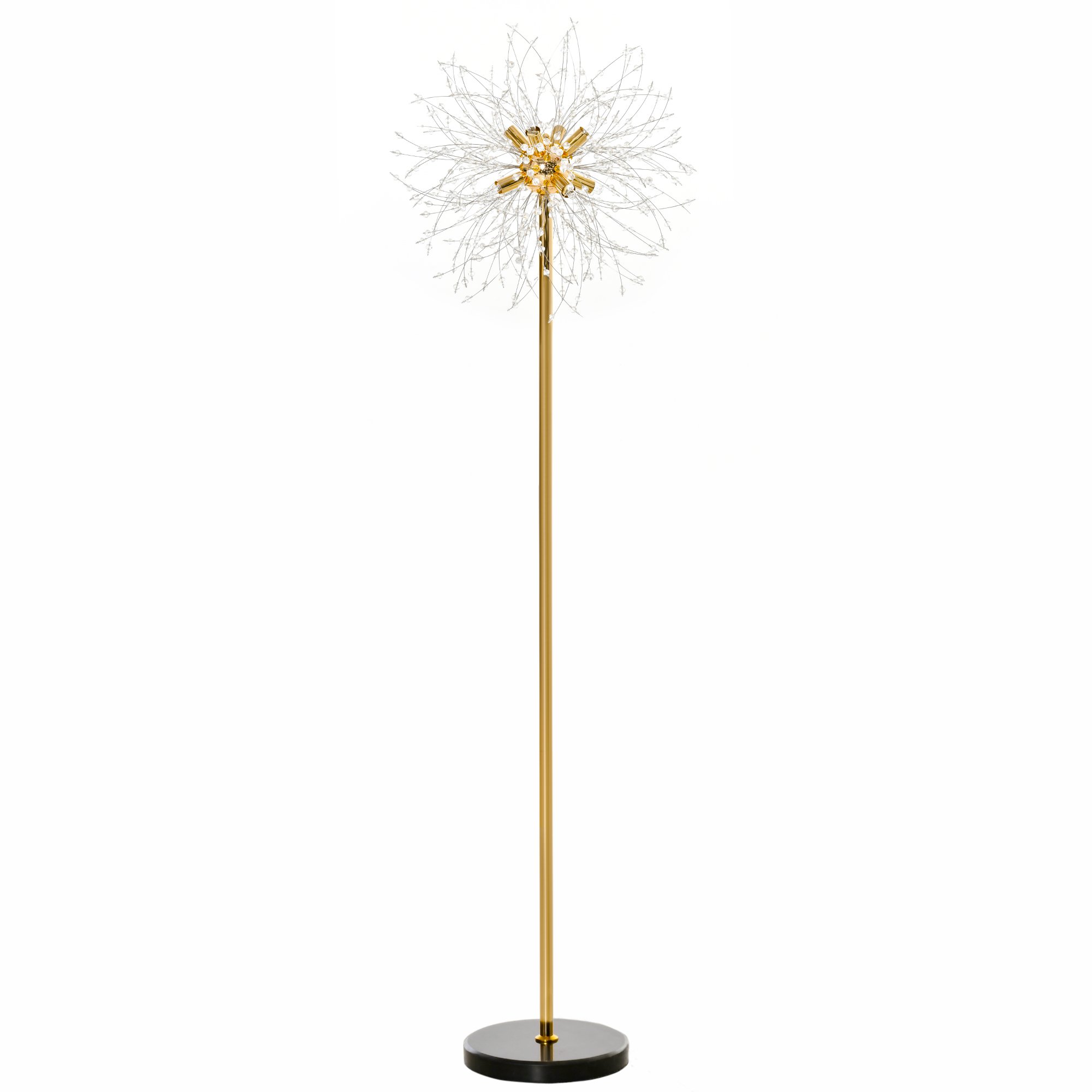 HOMCOM Crystal Standing Floor Lamp with 8 Lights - Gold