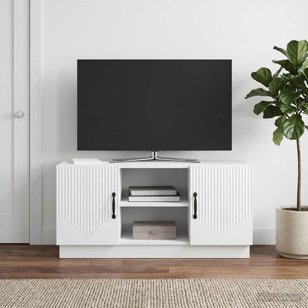 Walplus Engineered Wood TV Cabinet - White - 102 x 34.5 x 47 cm