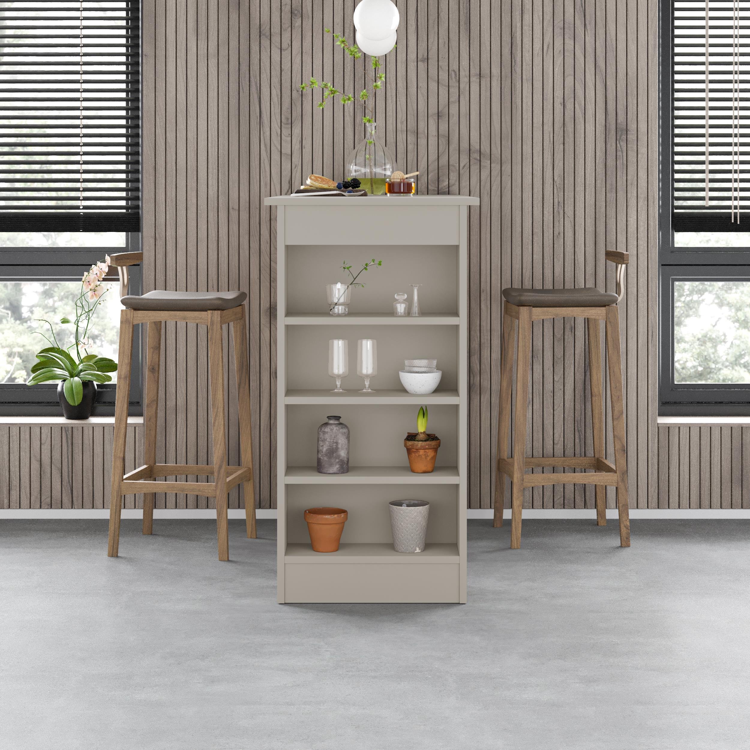 Decortie Swallow Particleboard Wood-Effect Bar Table with Storage Shelves - Sand