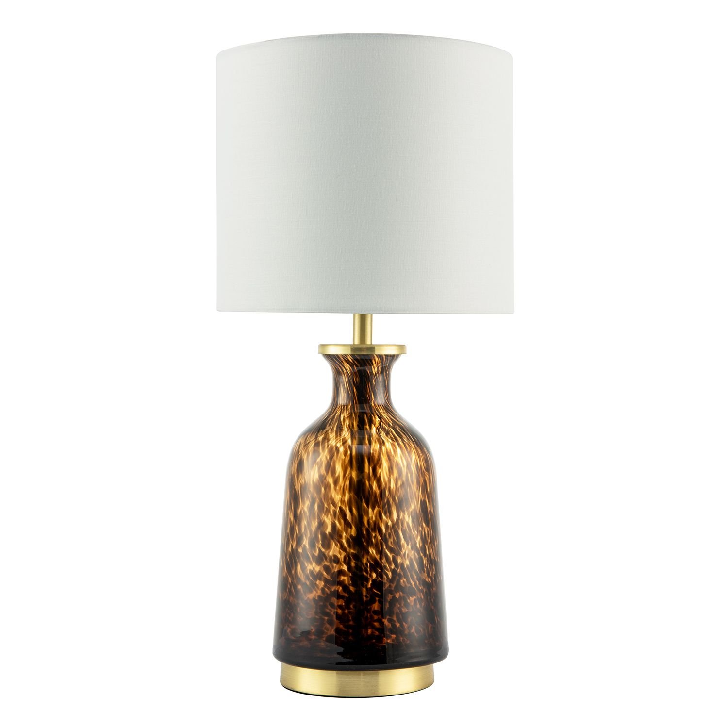 Happy Homewares Amber and Black Snowflake Speckle Glass Table Lamp - 18cm