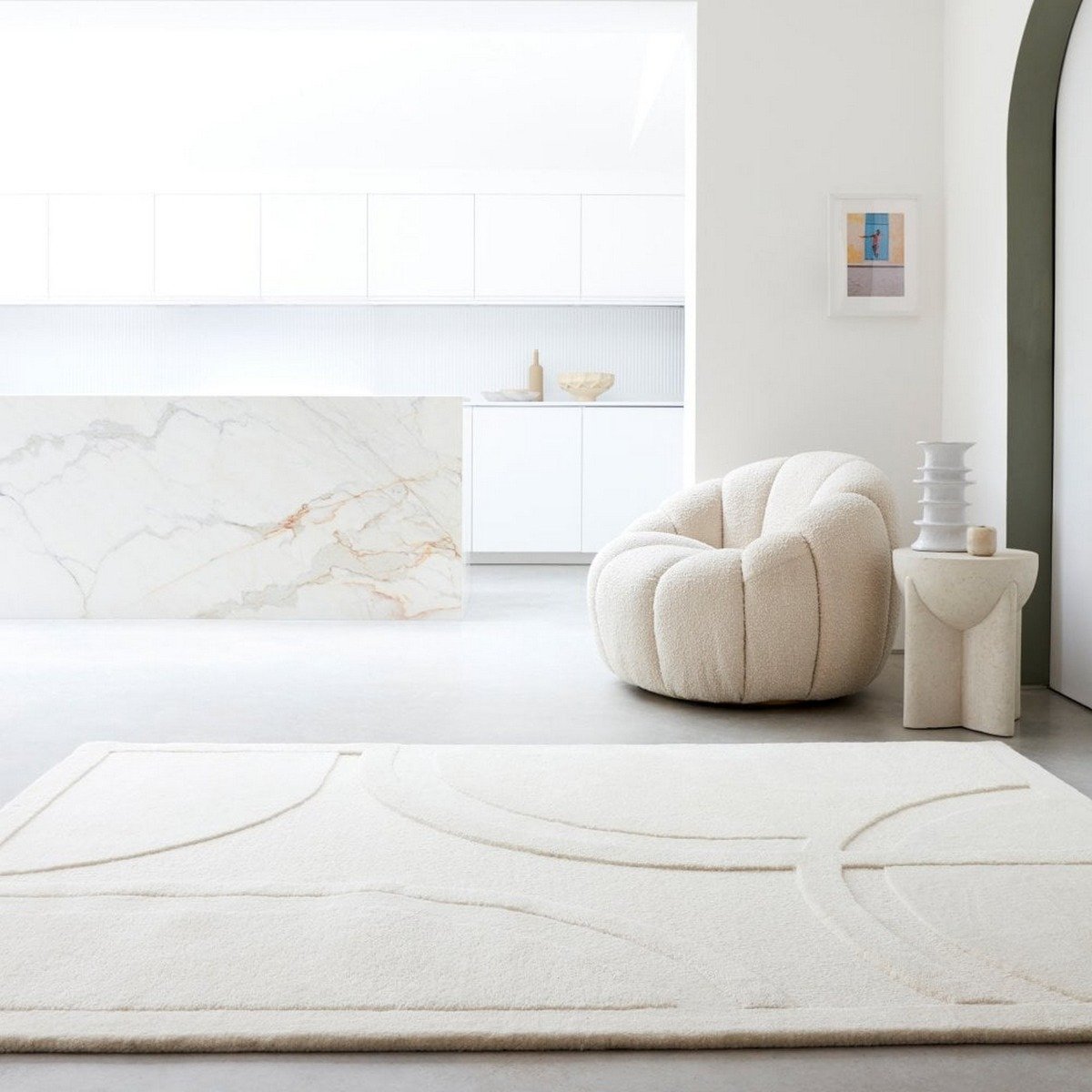 Mega Flooring White Handmade Abstract Rug - 160 x 230cm