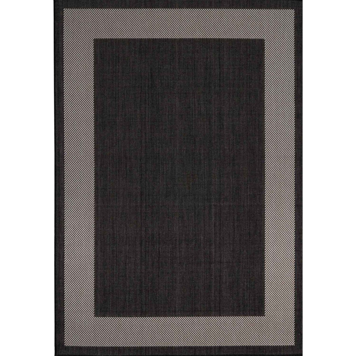 The Rugs Black Ecology Bordered Patio Rug - 80 x 150cm