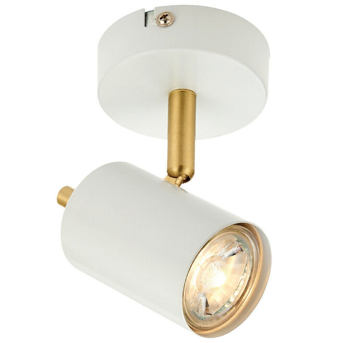 Loops Direct Steel LED Tilting Ceiling Spotlight - White and Brass