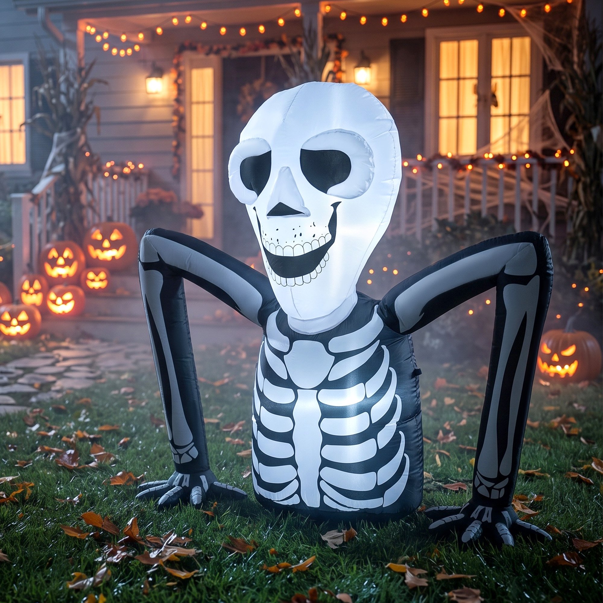 Outsunny Halloween Half Body Skeleton Ground Breaker Inflatable Decoration