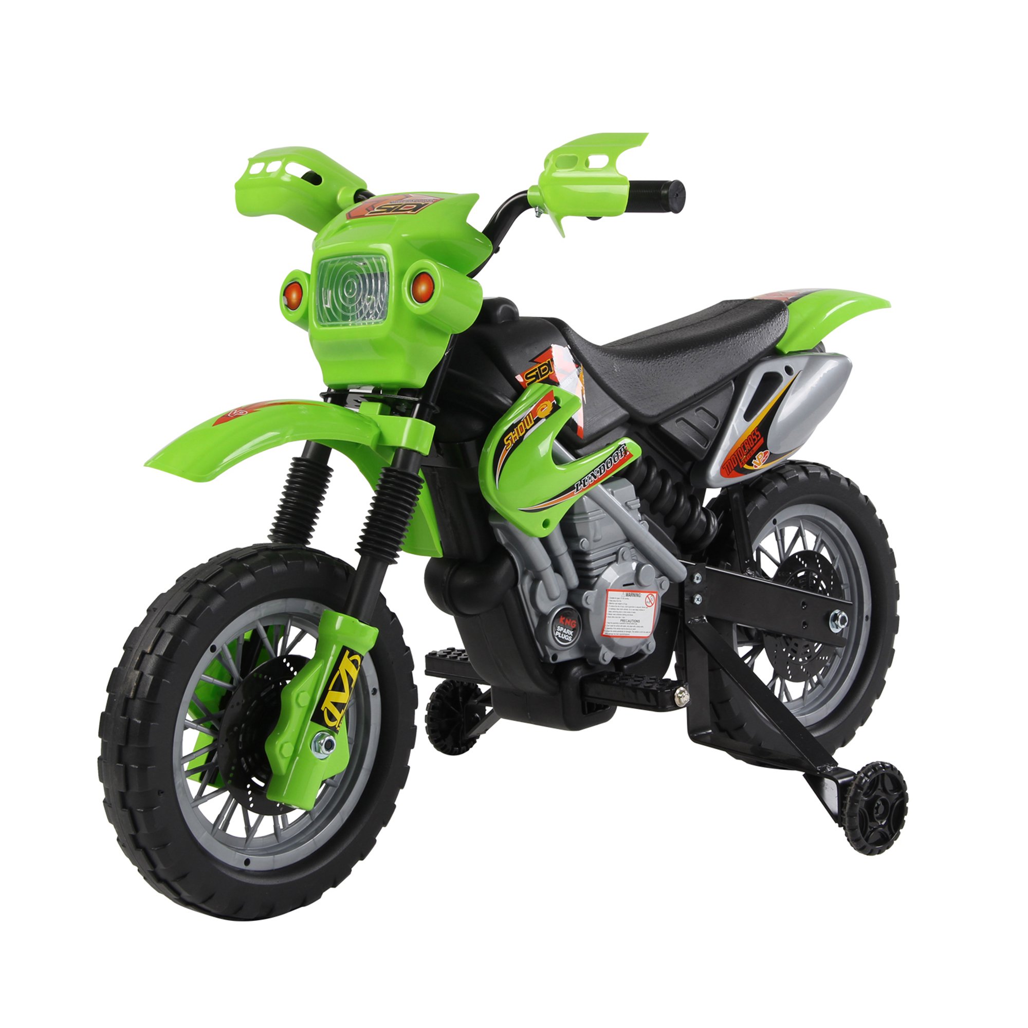 HOMCOM 6V 3 to 6 Years Training Wheels Ride on Motorcycle – Green
