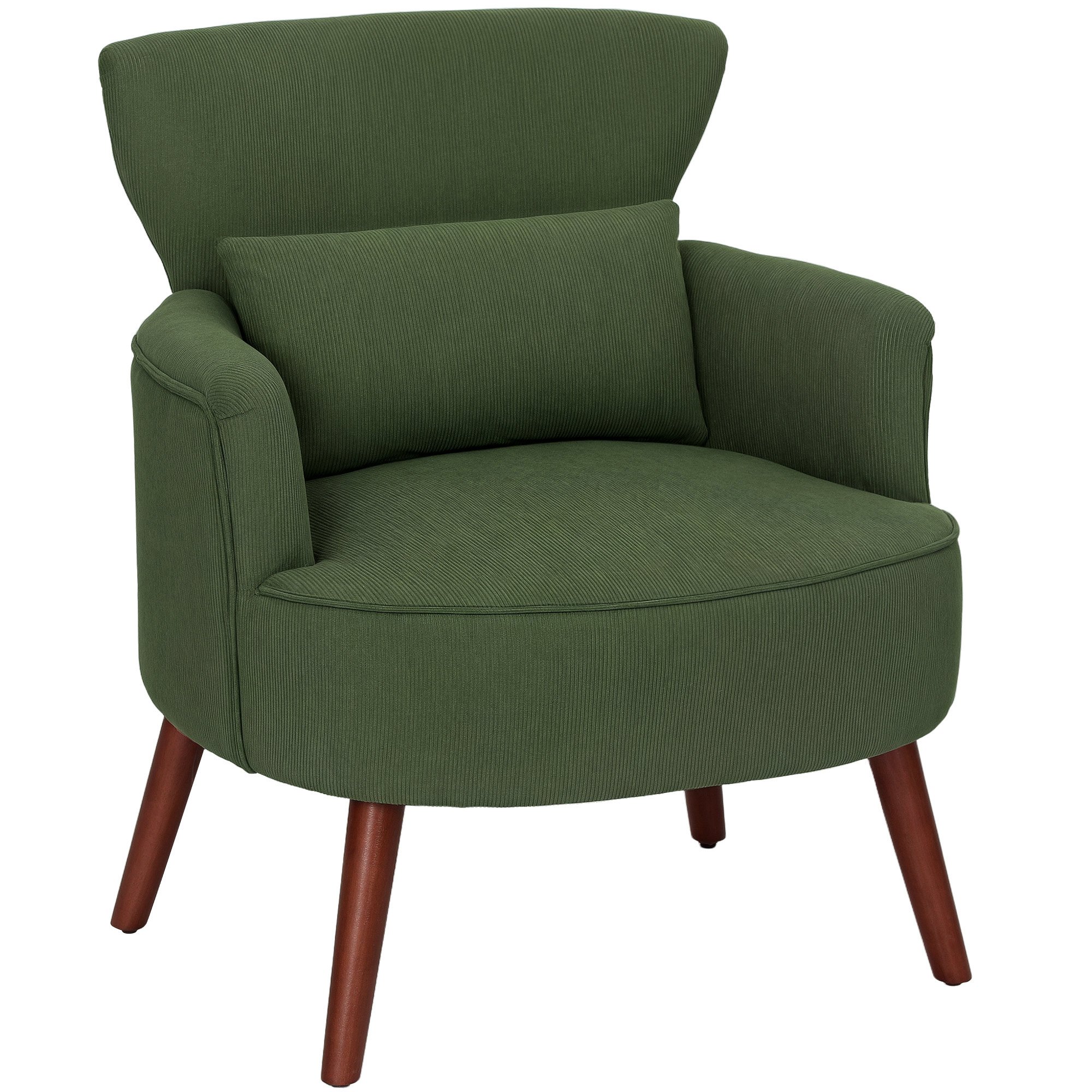 HOMCOM Wooden Modern Armchair with Thick Padded Seat - Green