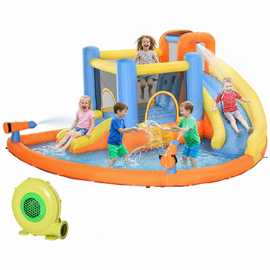 AIYAPLAY 5 in 1 Indoor Outdoor Fun Dual Slide Inflatable Water Park – Orange