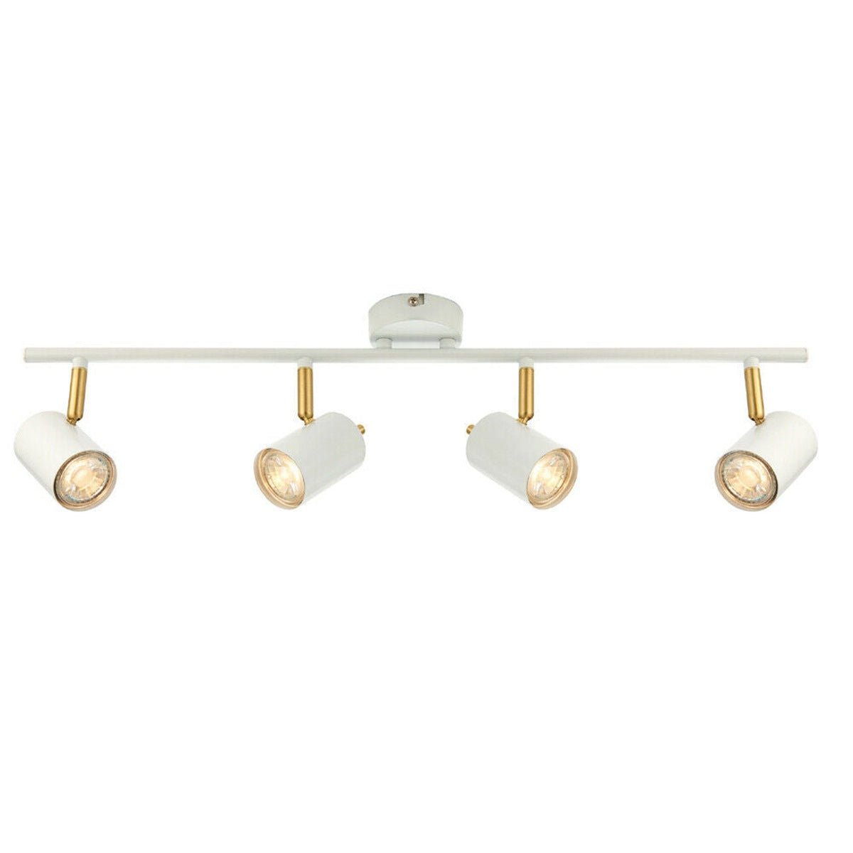 Loops Direct Steel Tilting Ceiling Spotlight LED 4-Bulb - White and Brass