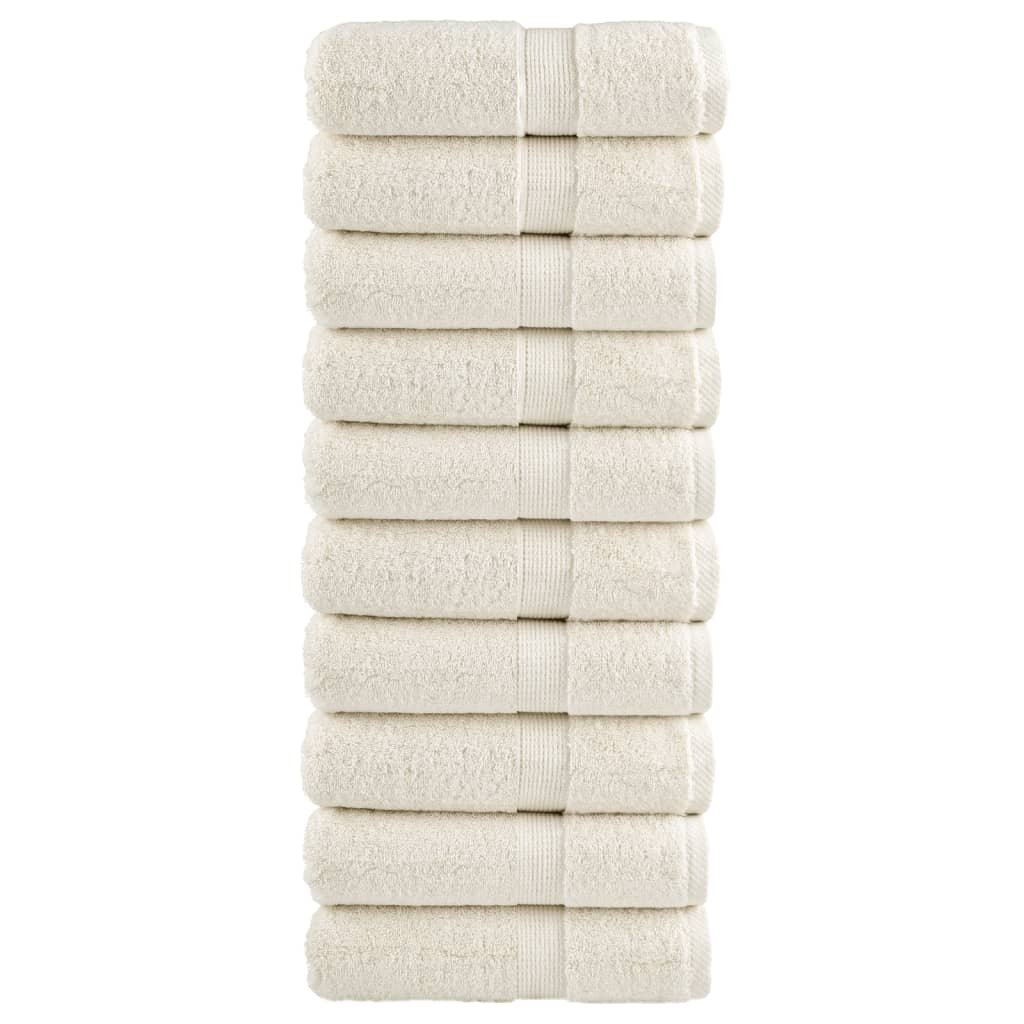 Walplus Pack of 10 Cotton Guest Towels - Cream - 30 x 50 cm
