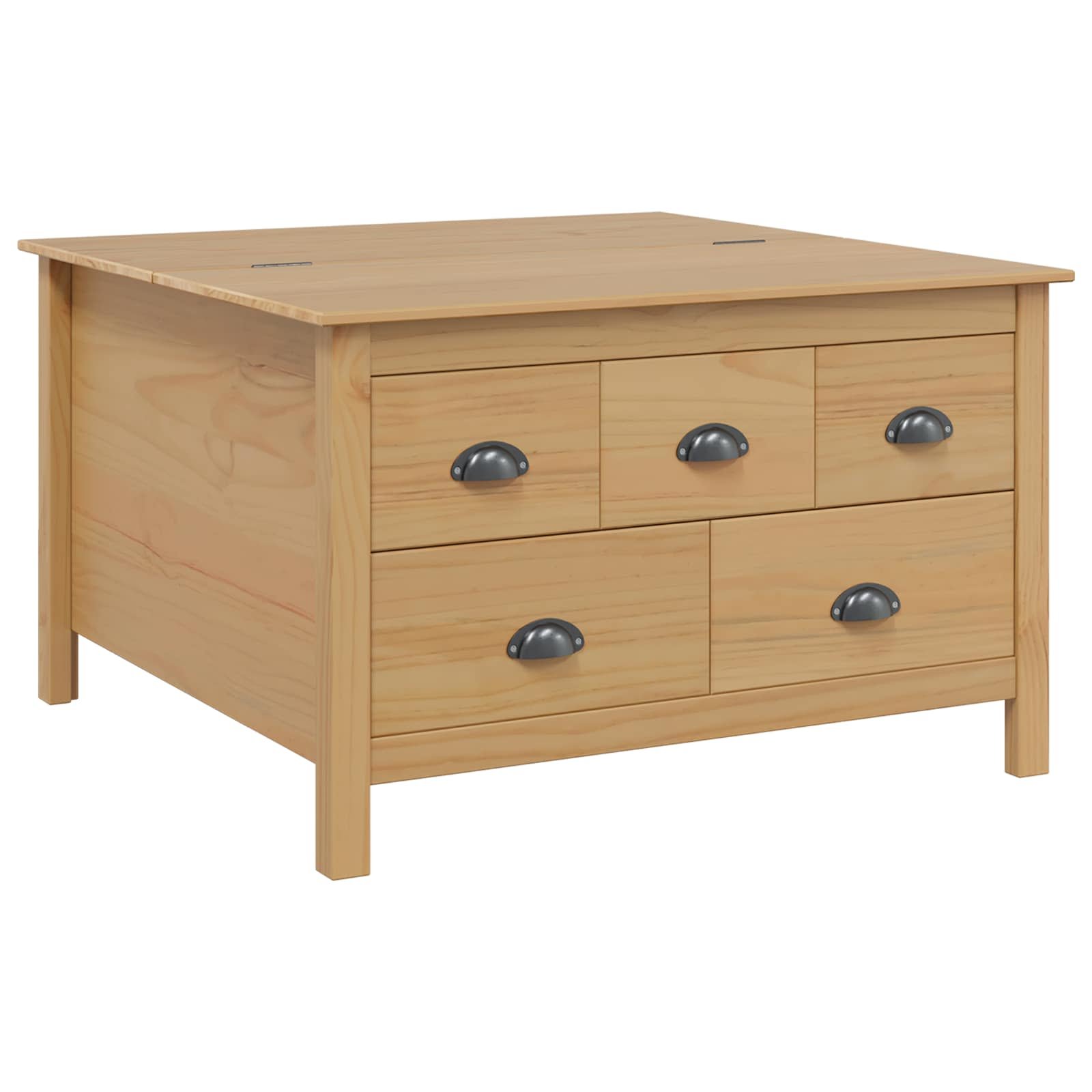 Walplus Solid Pine Wood Coffee Table - Brown - 79.5 x 79.5 x 49 cm