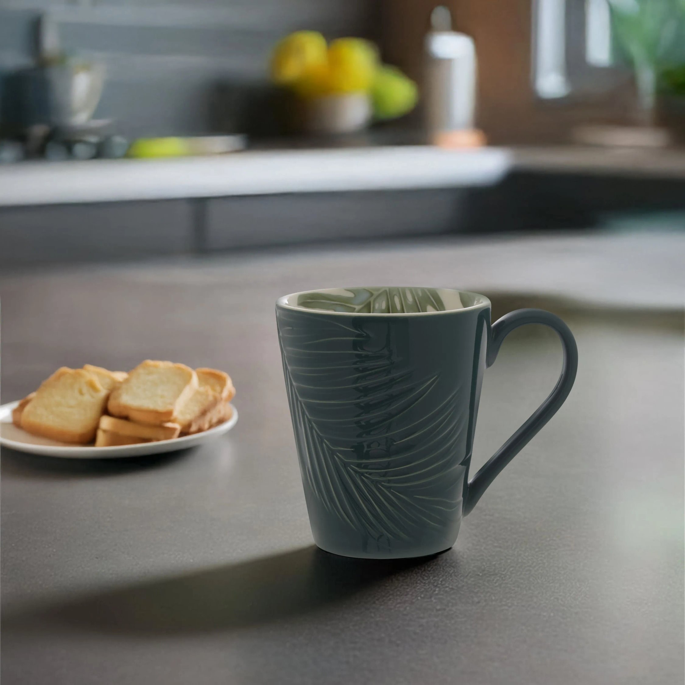 Orsina Bali Leaf Design Mug – Green