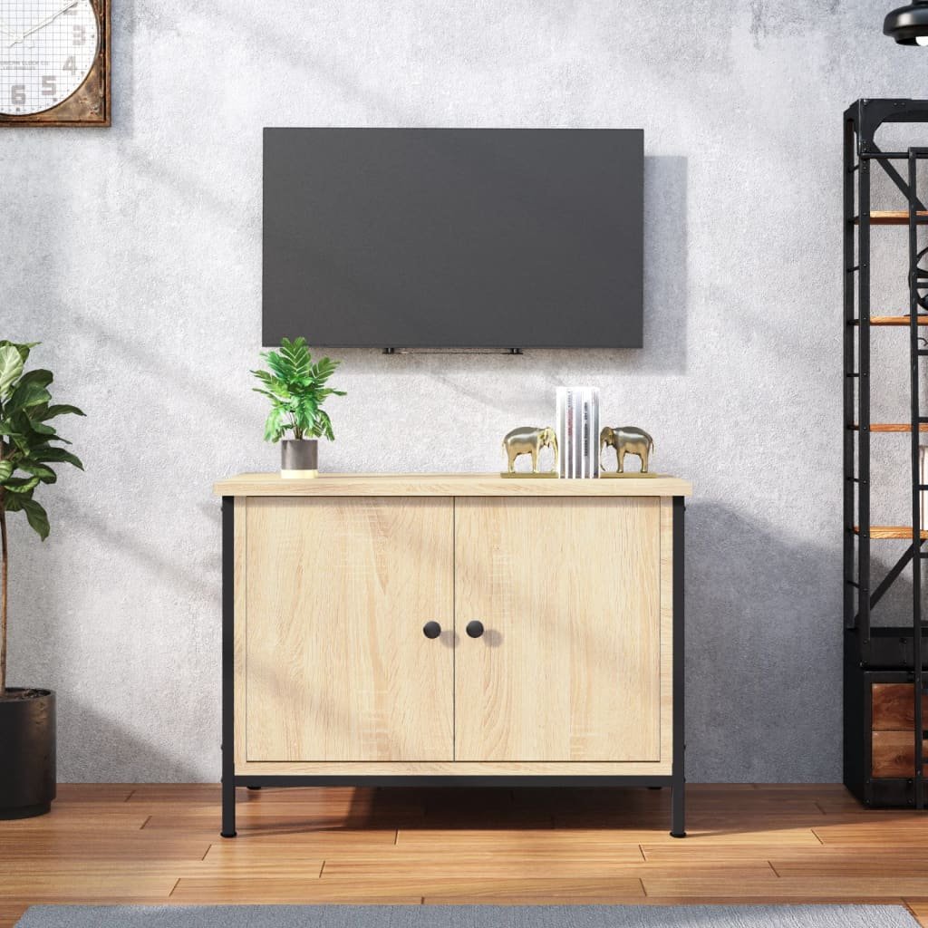Walplus Engineered Wood TV Cabinet with Doors - Light Oak - 60 x 35 x 45 cm