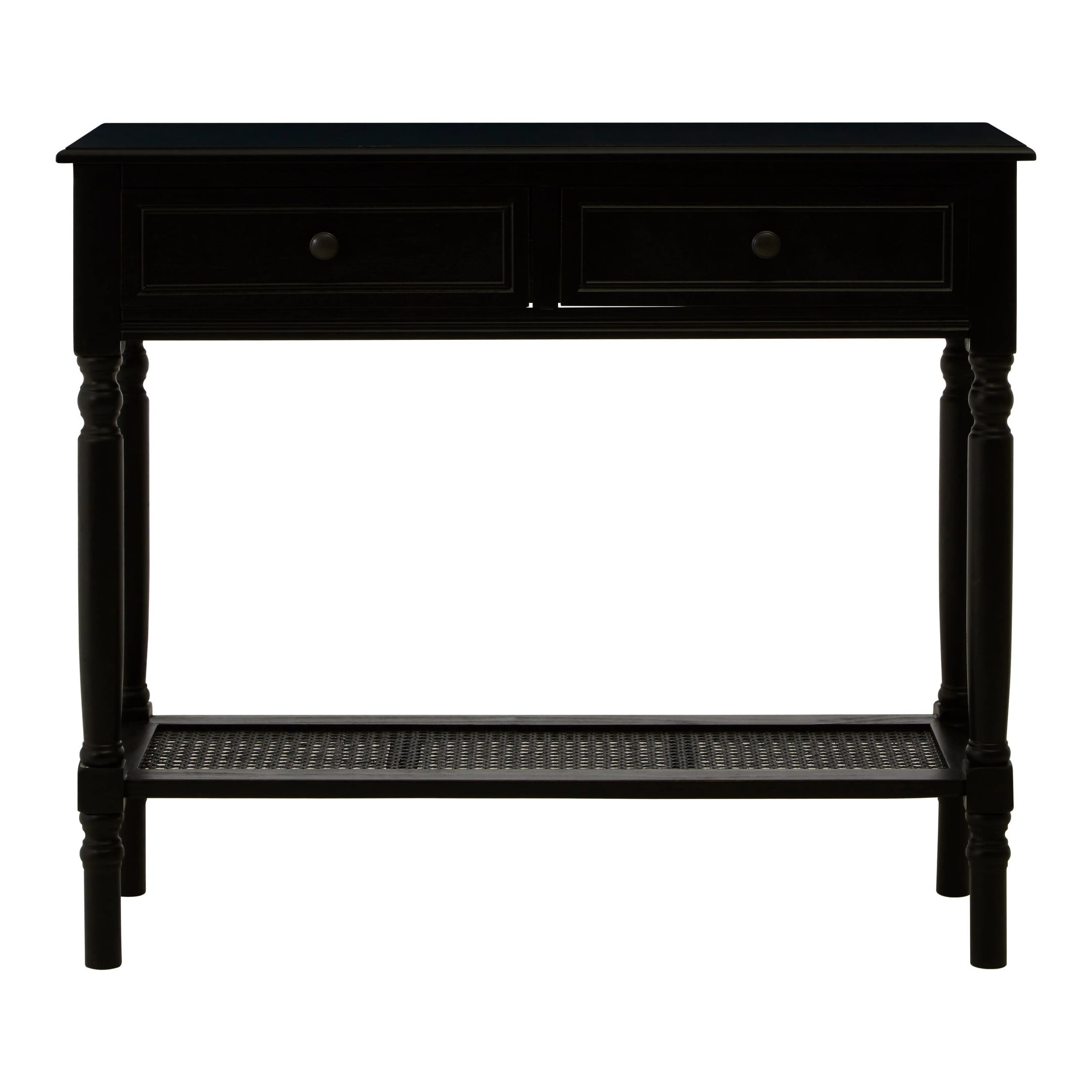 Orsina Heritage 2 Drawer Wooden Shelf Console Table – Black