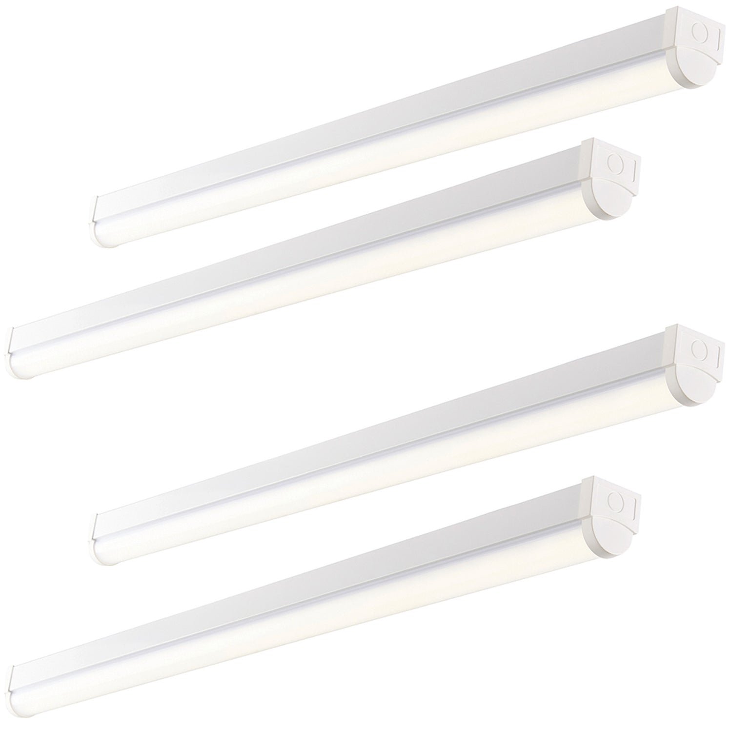 Loops Direct Pack of 4 Steel Emergency Batten Light - Gloss White and Opal