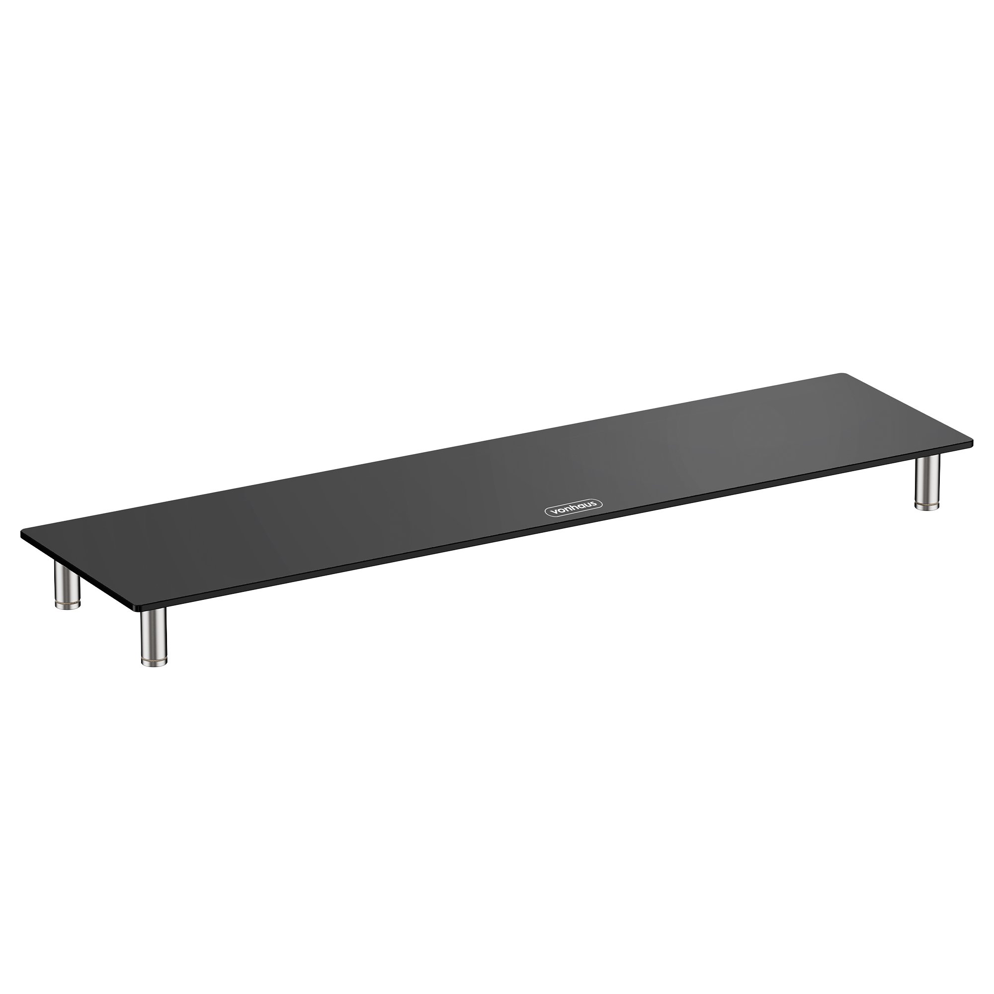 VonHaus 100x26cm Glass Monitor Stand Dual Riser - Black