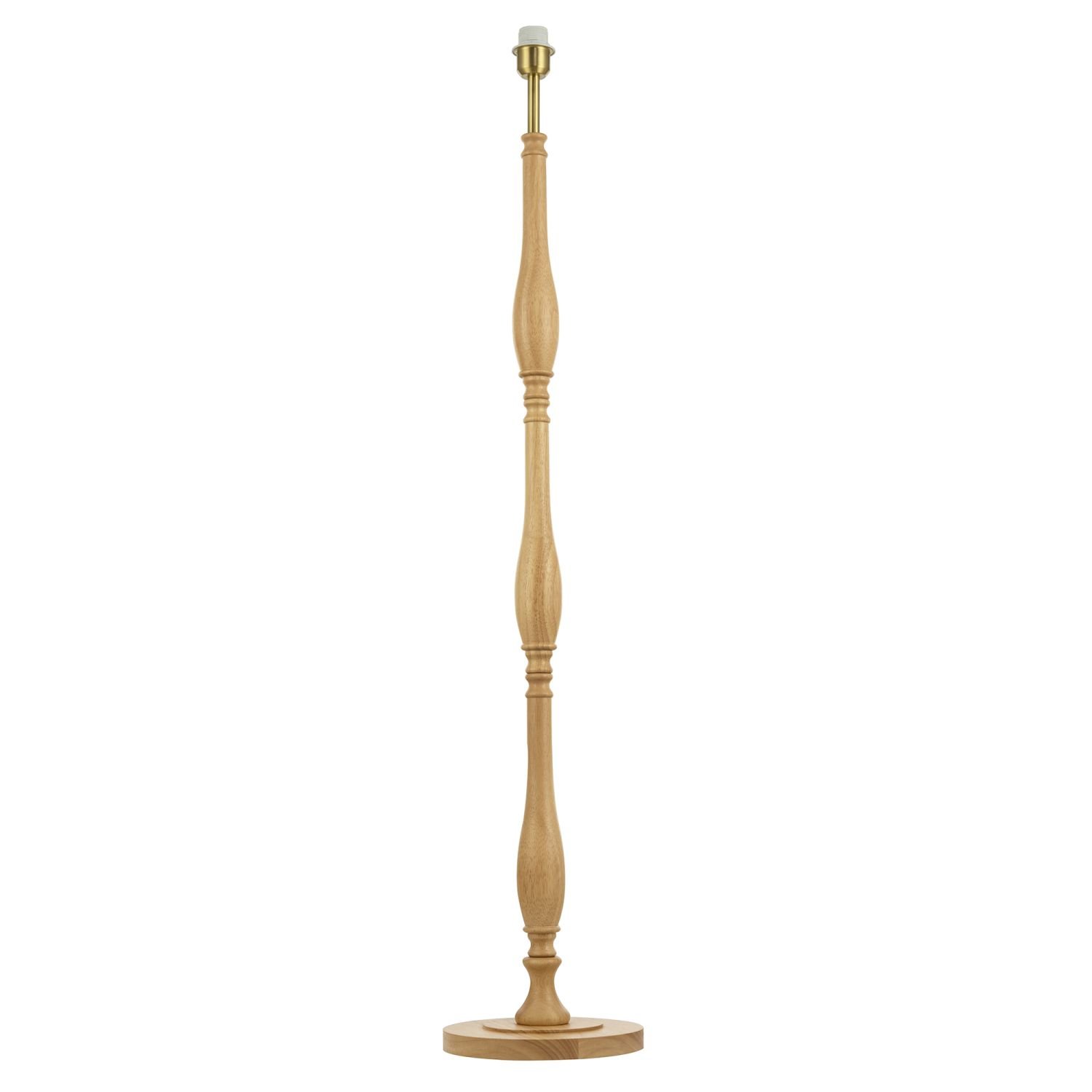 Happy Homewares Brown Oak Wood Base with Sleek Triple Segment Floor Lamp - 25cm