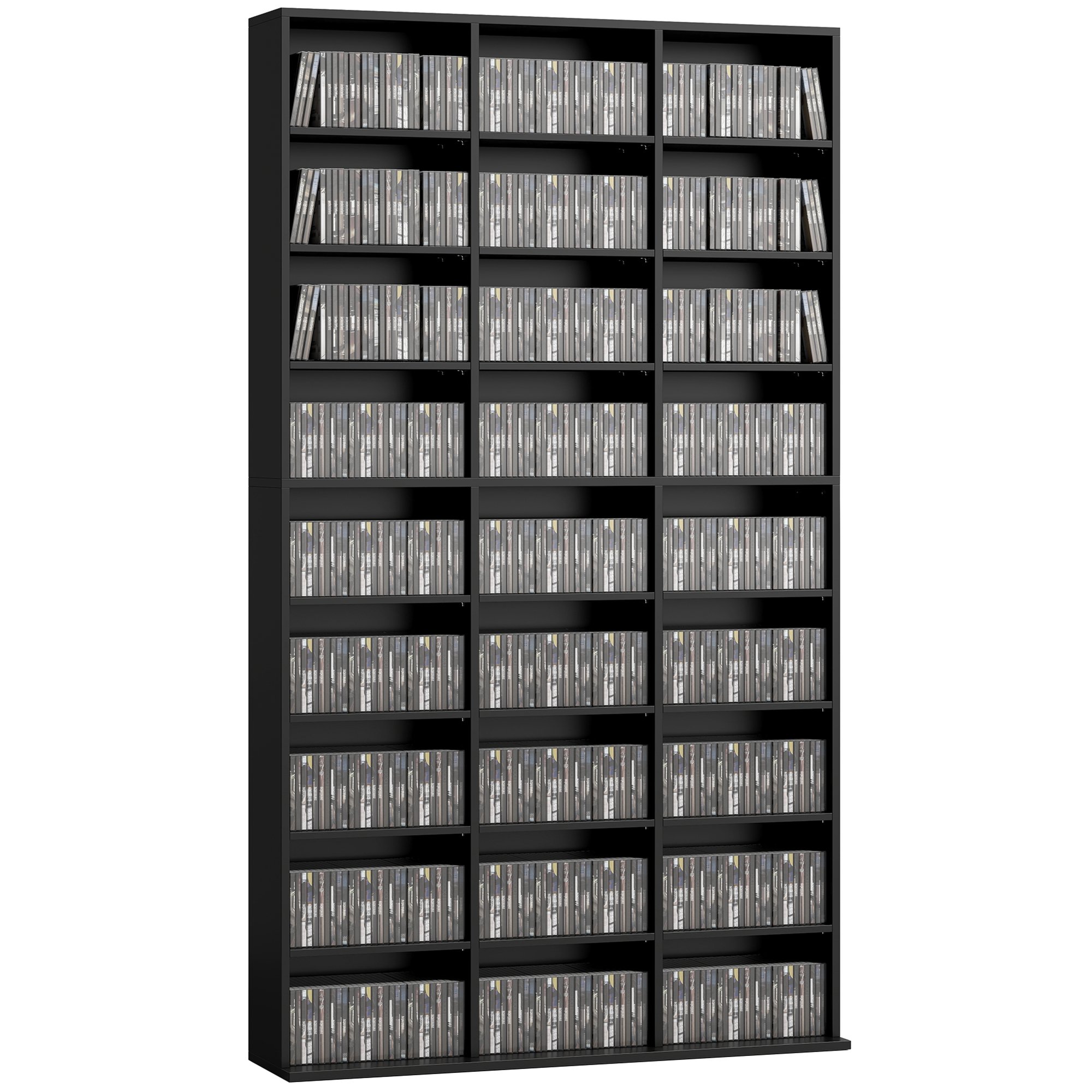 HOMCOM 27 Compartments Blu ray Media Storage Shelf - Black