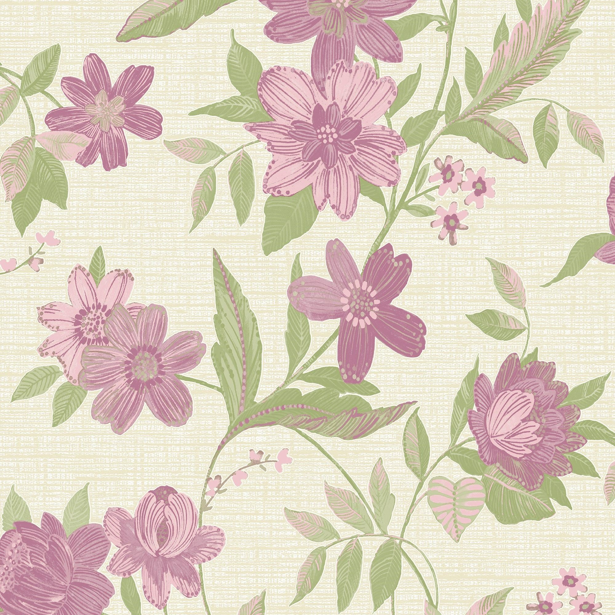 Grandeco Katsu Trail Floral Blown Wallpaper - Pink