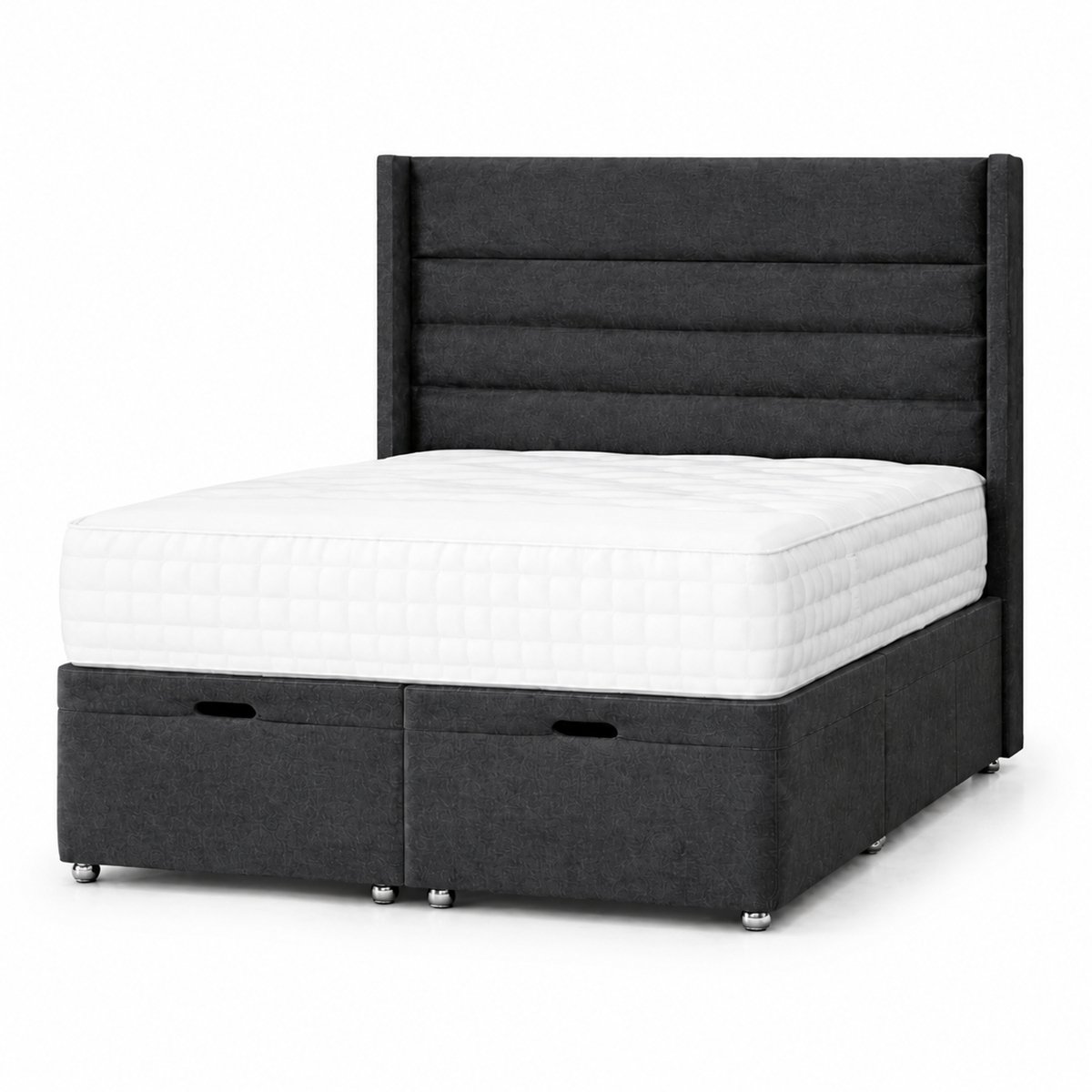 Comfy Deluxe Alpha  4ft6 Double  Ottoman End Lift  Bed Set - Naples Grey