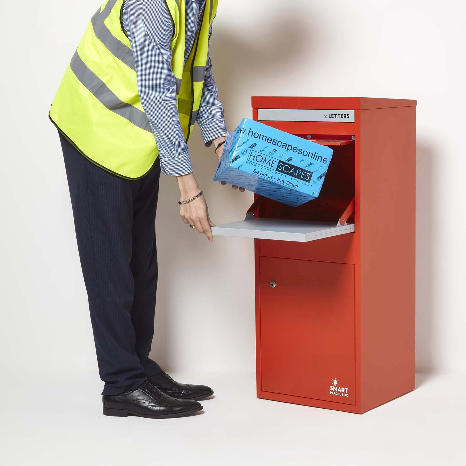 Smart Parcel Box Galvanised Steel Large Secure Delivery Box - Red
