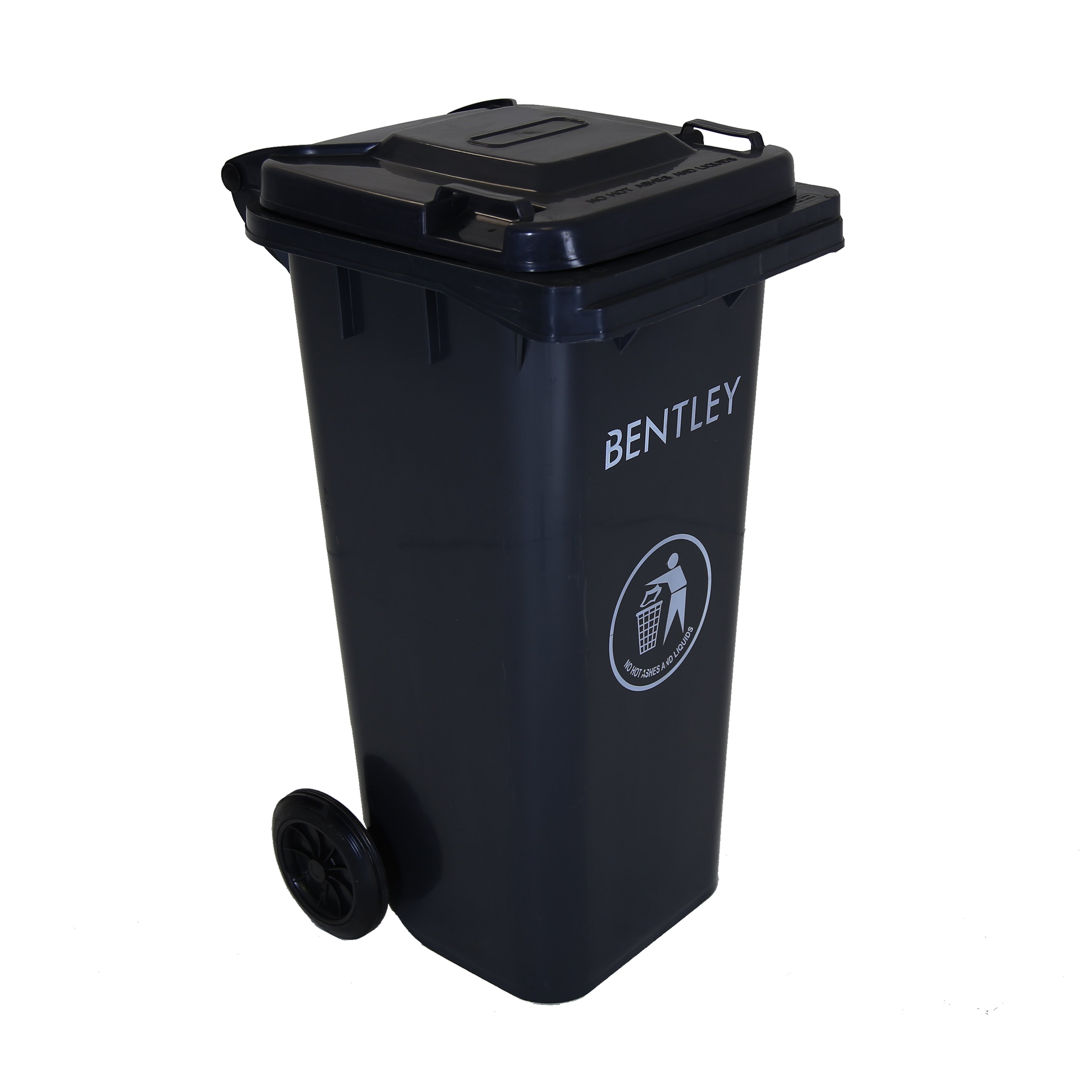 Charles Bentley 120L Outdoor Household Waste Medium Rubbish Wheelie Bin - Black