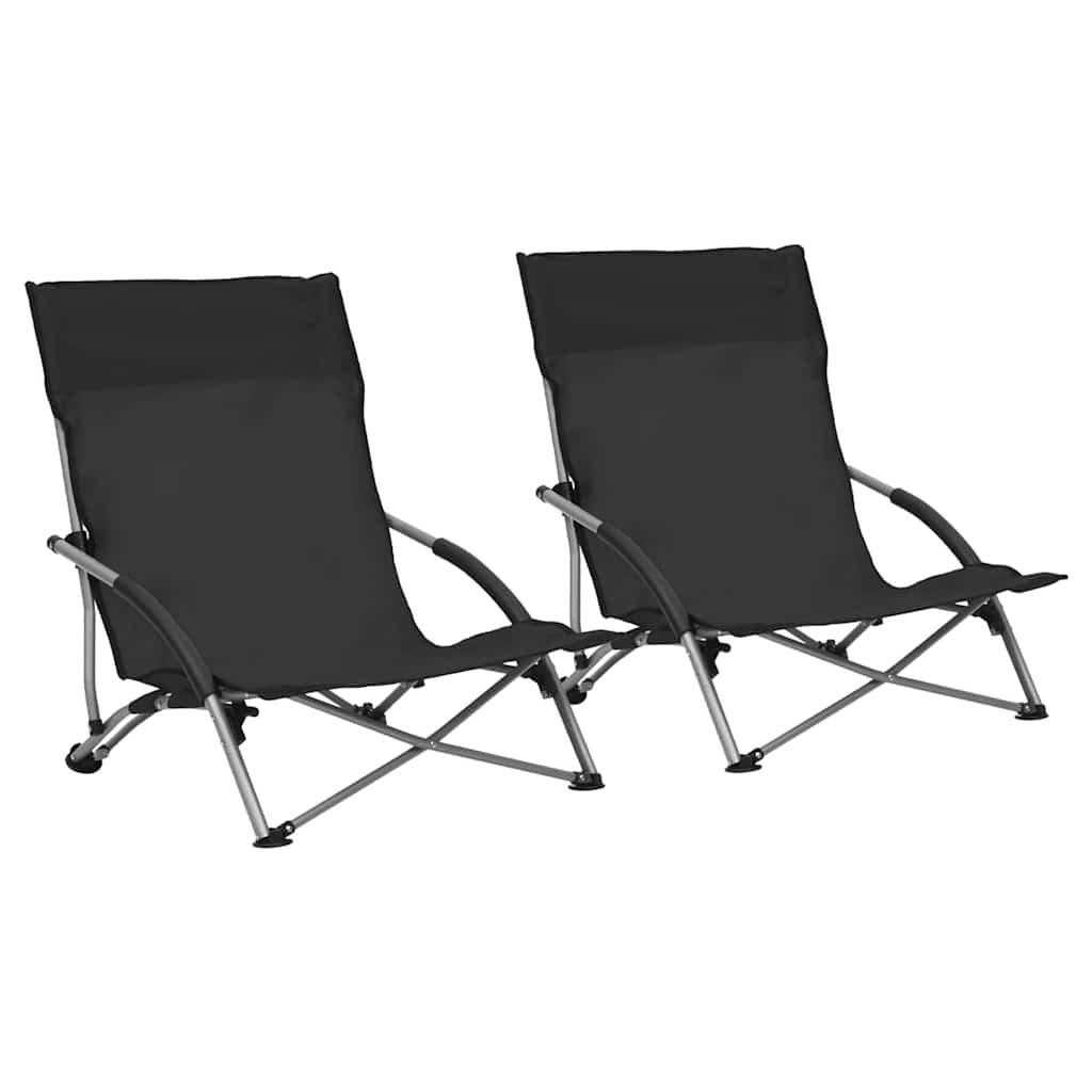Walplus 2 Piece Fabric Folding Chairs - Black - 55.5 x 65.5 x 66 cm