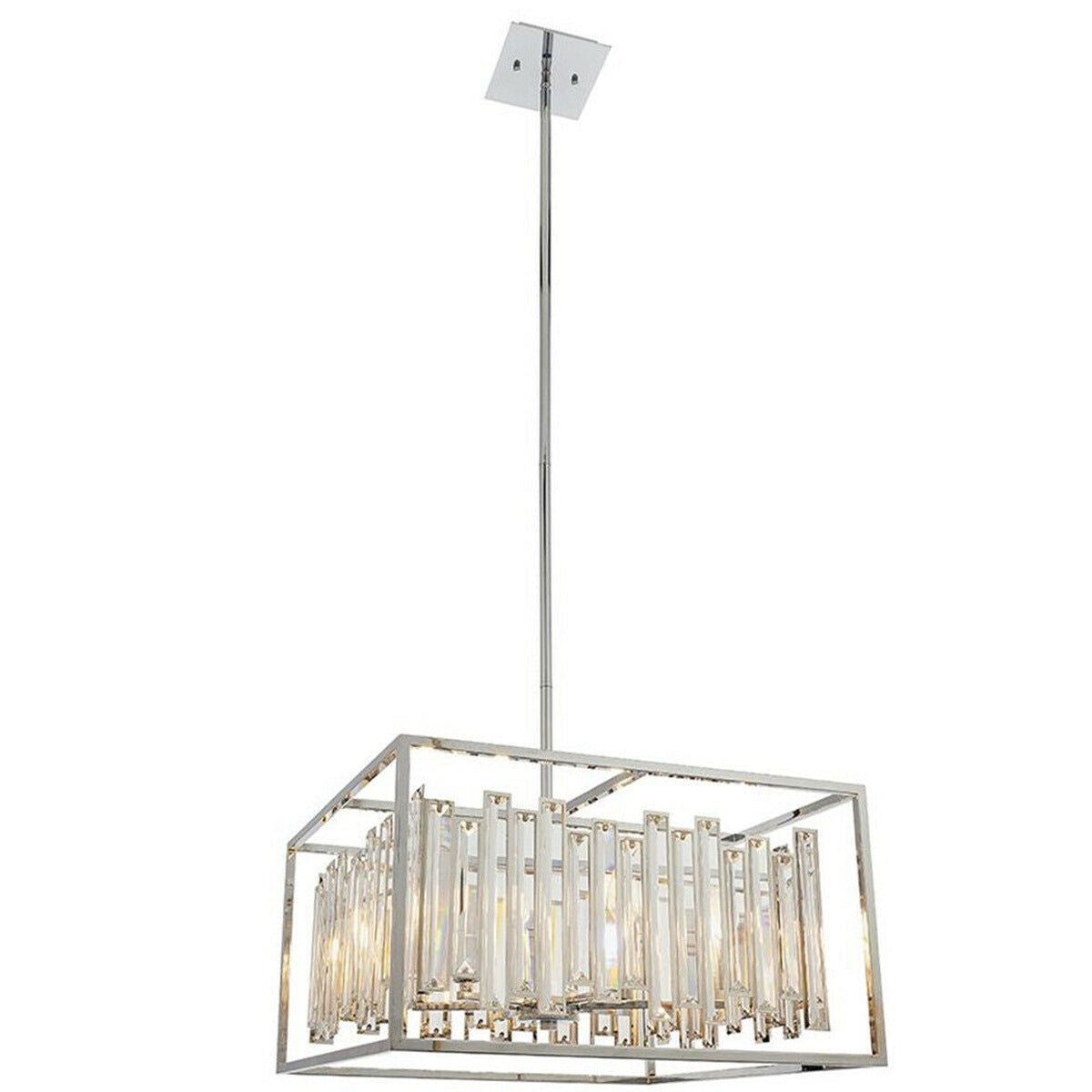 Loops Direct 53cm Diameter Steel and Crystal Pendant Light - Chrome