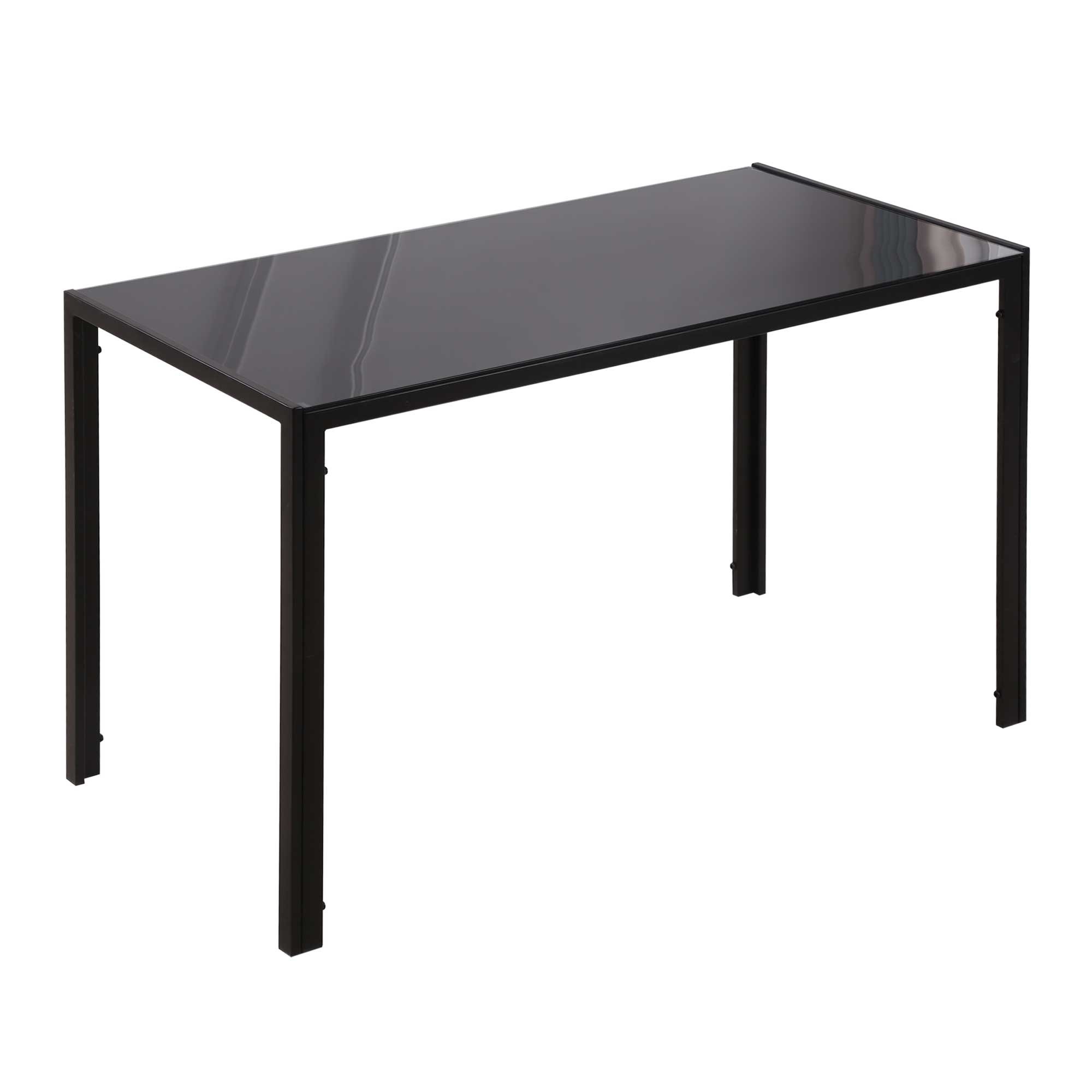 Homcom 4 Seater Metal & Glass Dining Table – Black