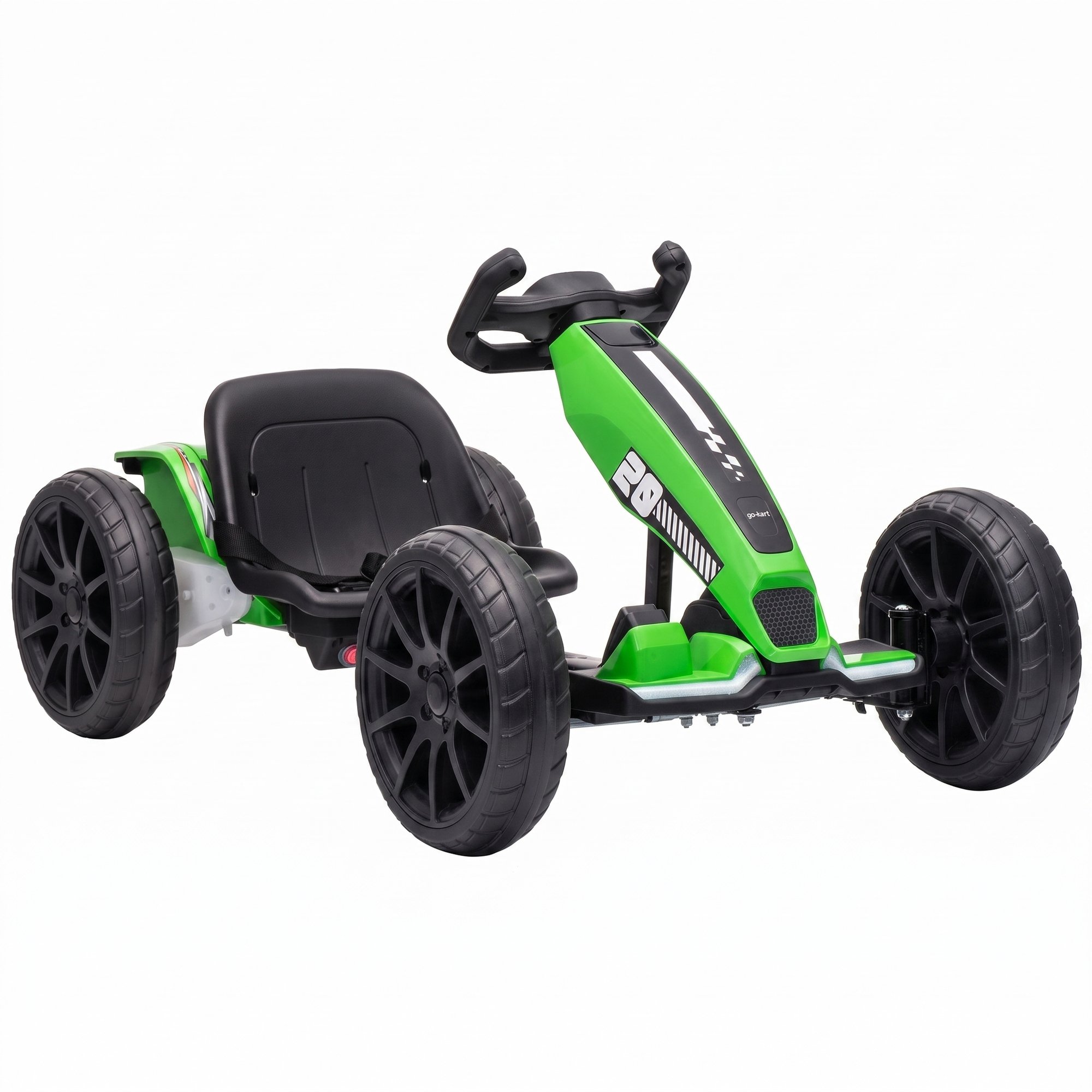 AIYAPLAY 12V Age 3 to 6 Dual Motor LED Adjustable Ride-On Go Kart – Green