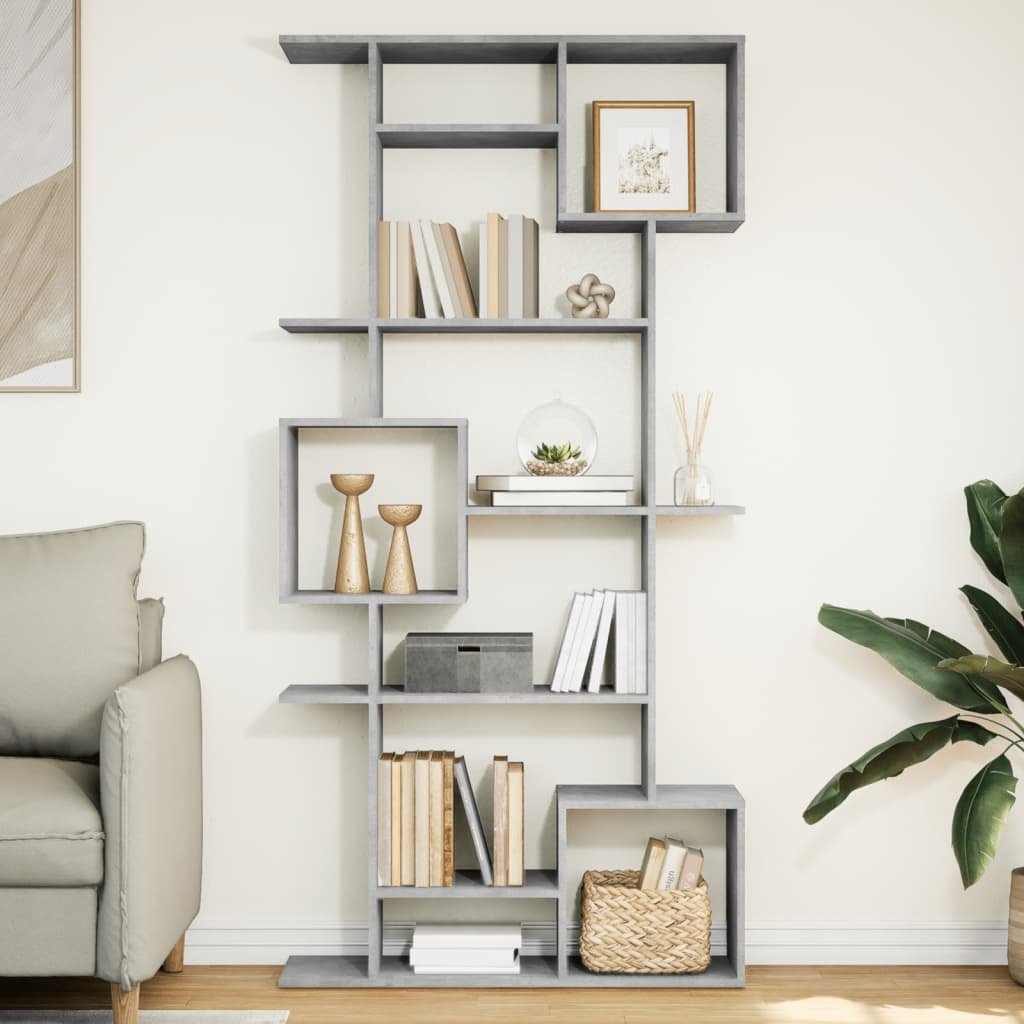 Walplus 9 Compartment Book Cabinet - Stone Grey - 92 x 29 x 188 cm