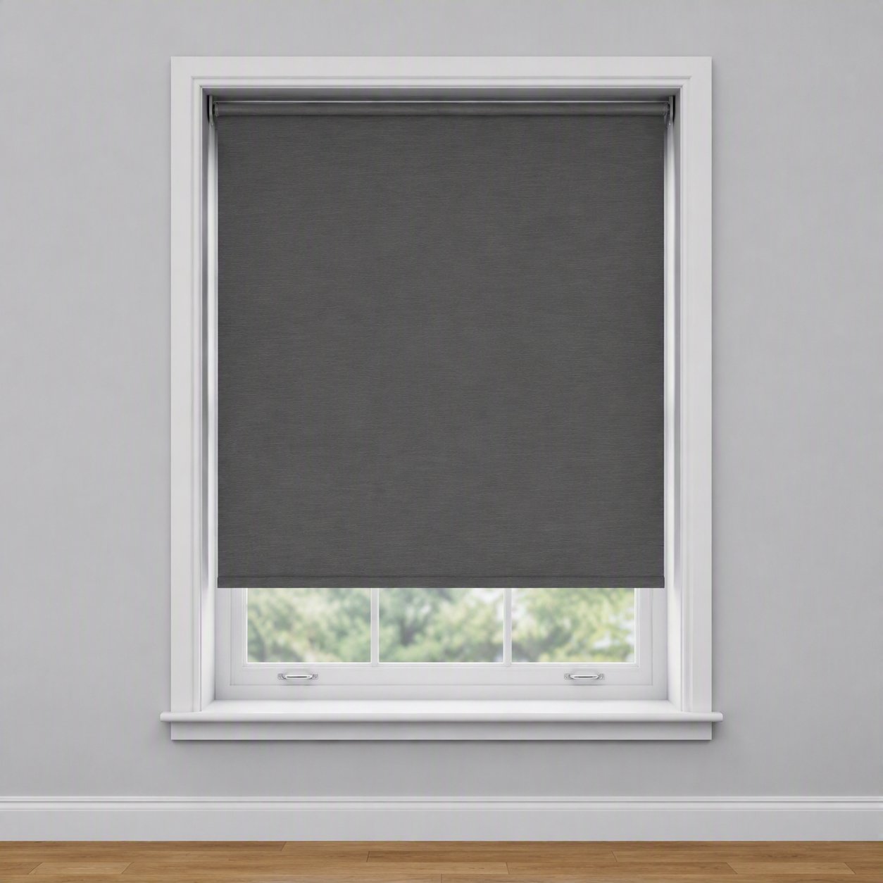 New Edge Blinds Grey No Drill Blackout Roller Blind - 150cm x 165cm