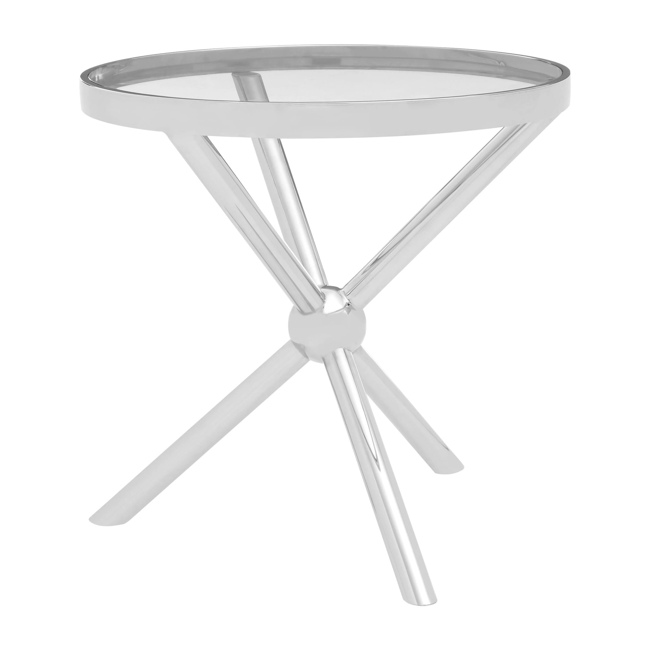 Orsina Novo Round Tempered Glass Side Table - Silver