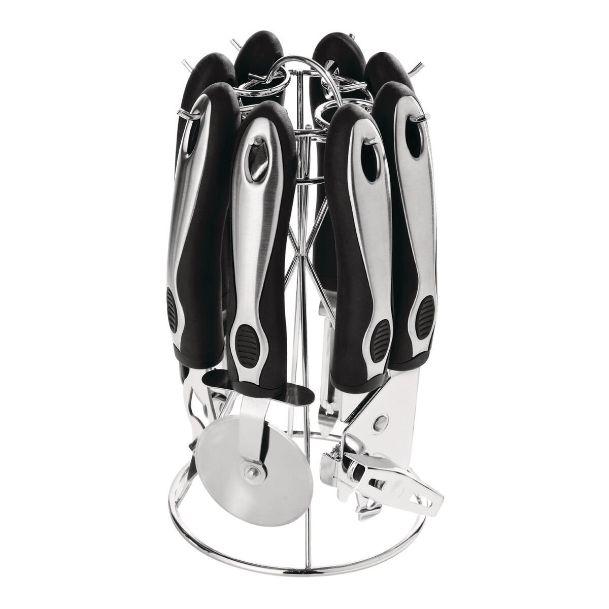 Orsina Barron 6 Piece Kitchen Gadget Set with Stand – Black and Silver