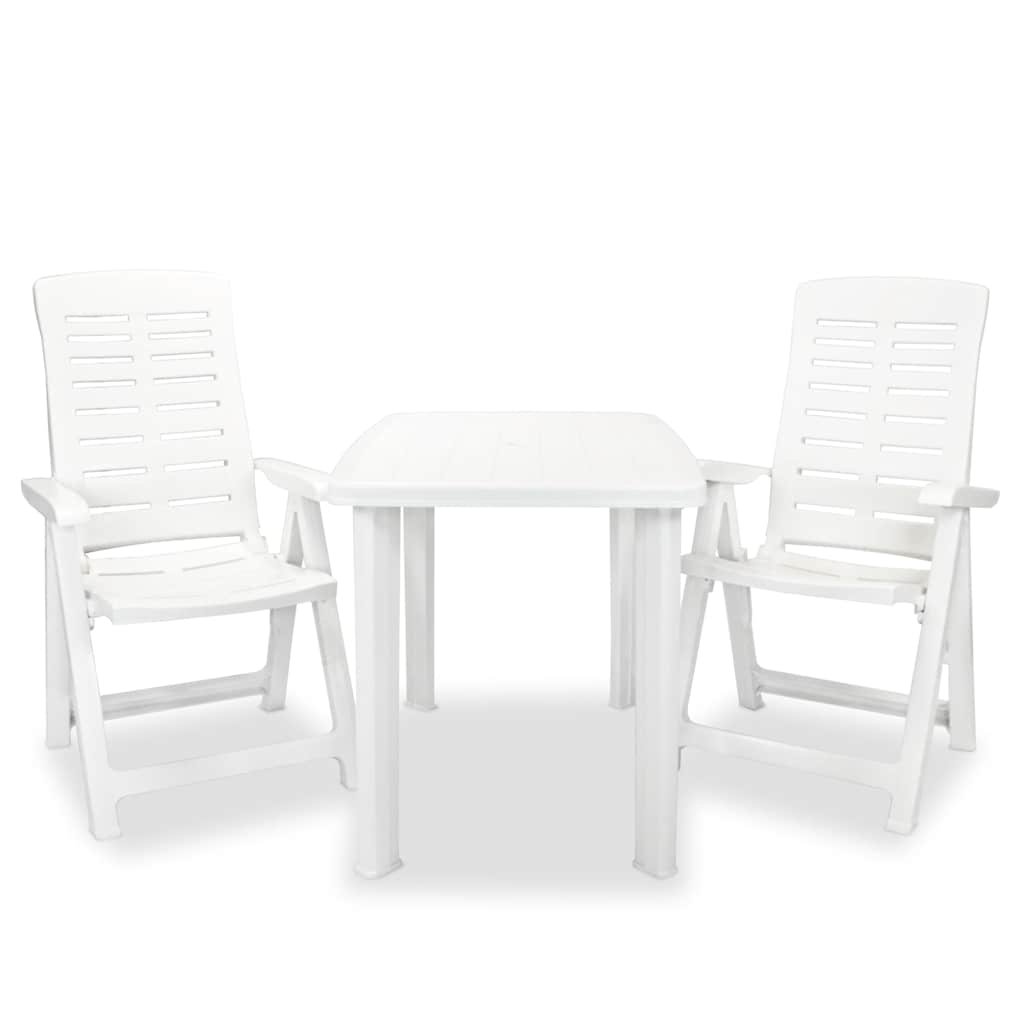 Walplus 3 Piece Plastic Folding Bistro Set - White - 101 x 68 x 72 cm