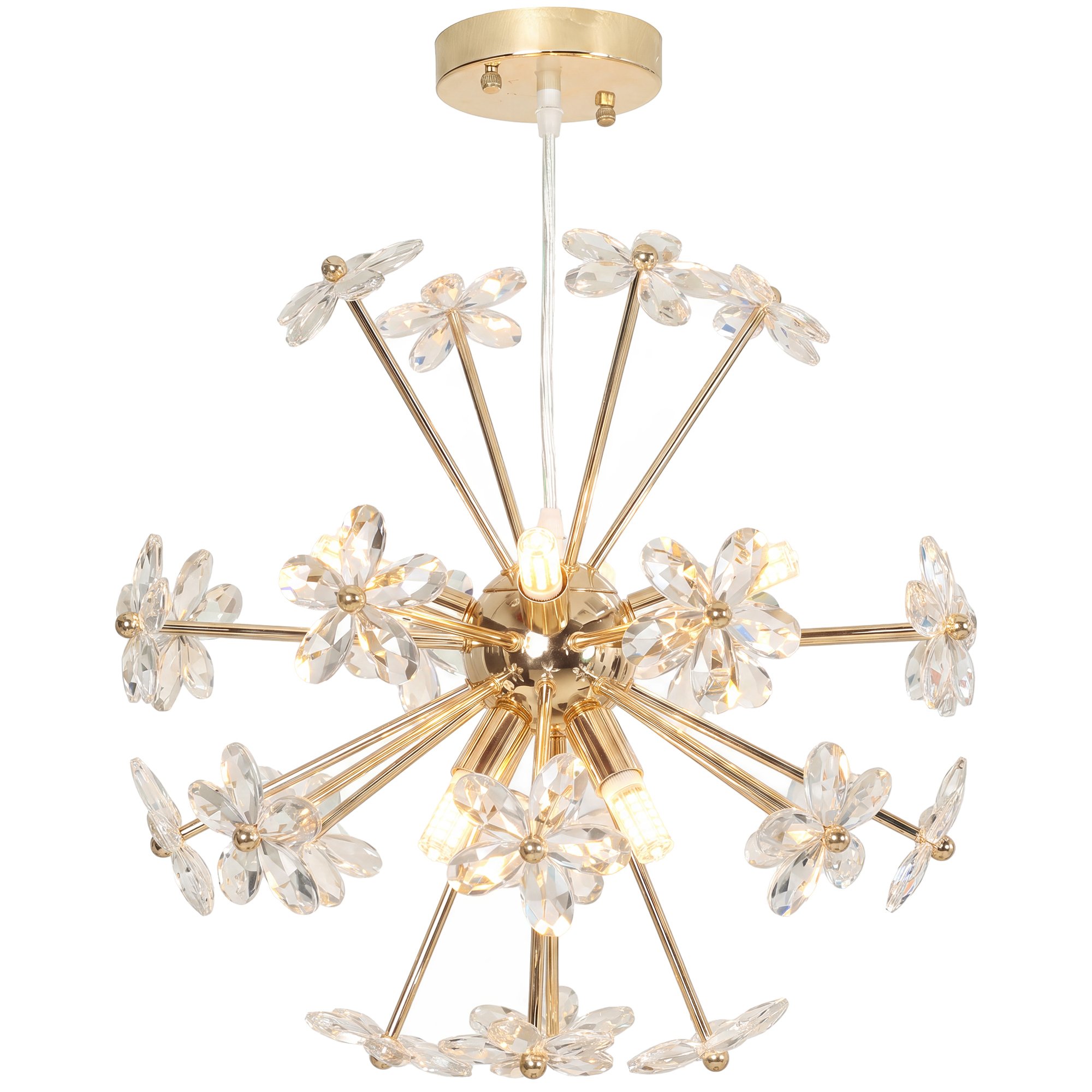 HOMCOM Modern Crystal Chandeliers Ceiling Light - Clear